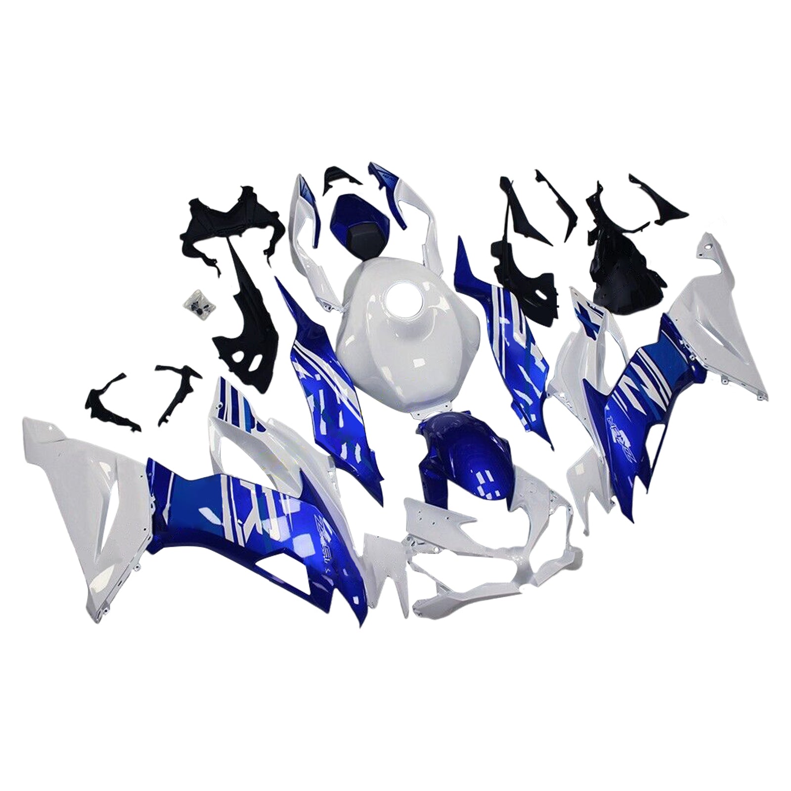 Amotopart 2019-2023 Kawasaki ZX6R White Blue Fairing Kit