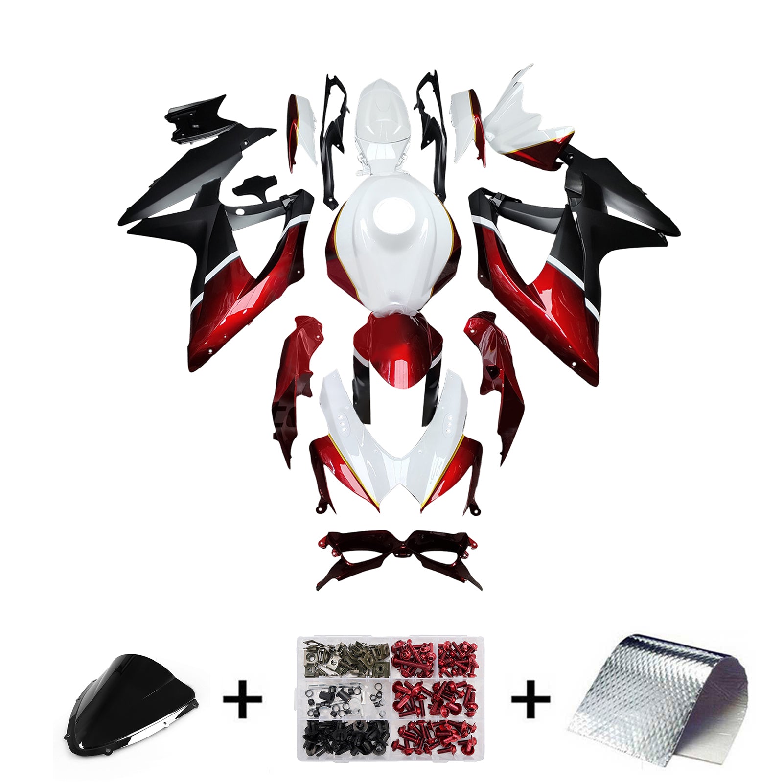 Amotopart 2008-2010 Suzuki GSXR 600/750 Red White Black Fairing Kit