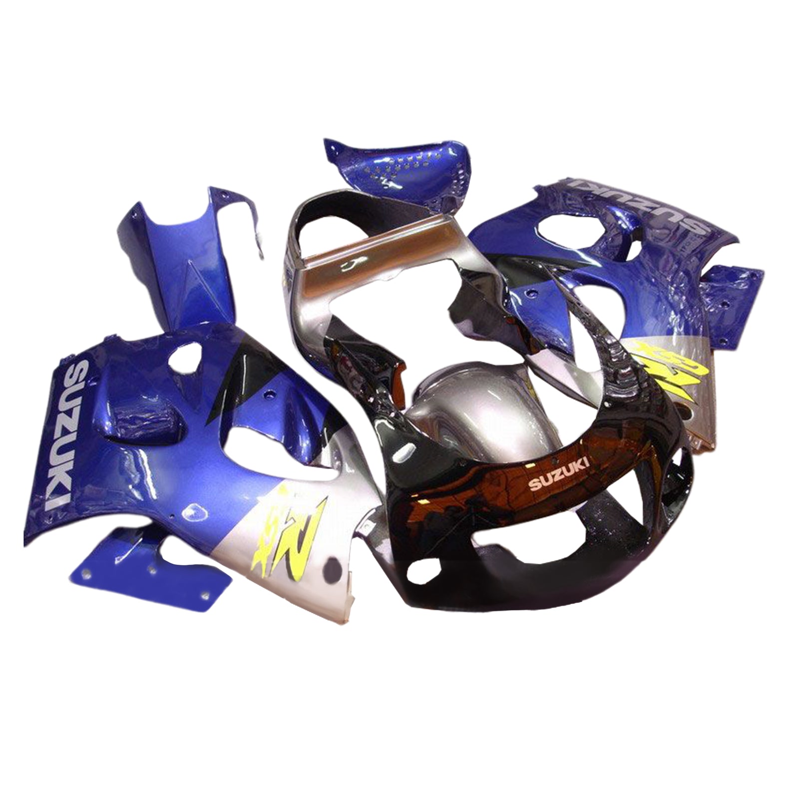 Amotopart GSXR600 1996-2000 GSXR750 1996-1999 Suzuki Blue&Silver Fairing Kit