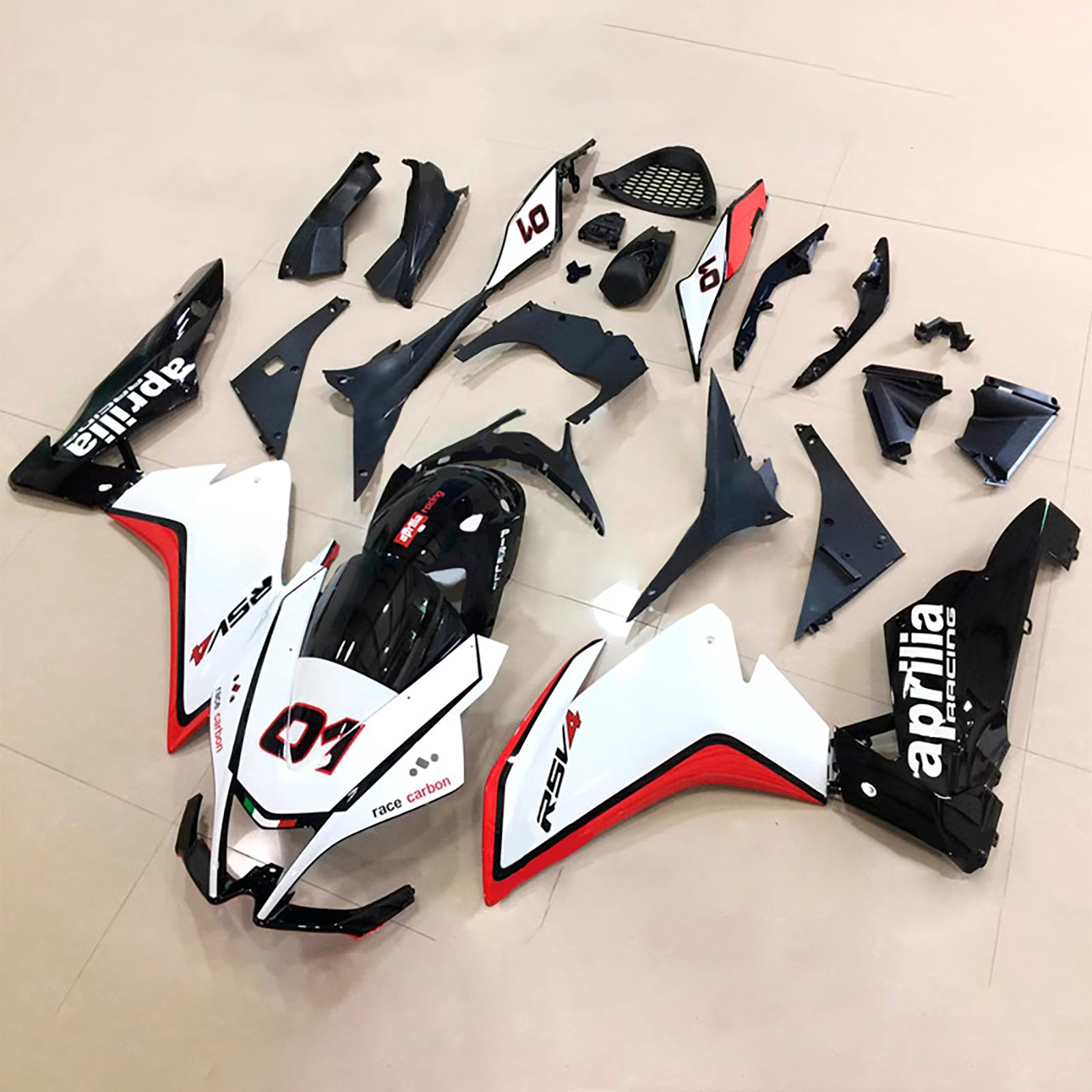 Amotopart 2009-2015 Aprilia RSV4 1000 White Red Black Fairing Kit