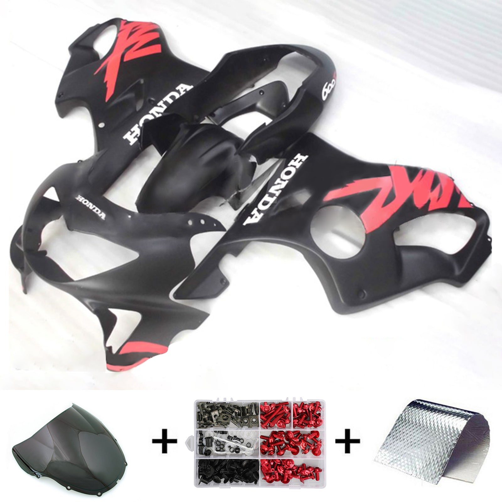 Amotopart 1999-2000 CBR600 F4 Honda Matte Black&Red Fairing Kit