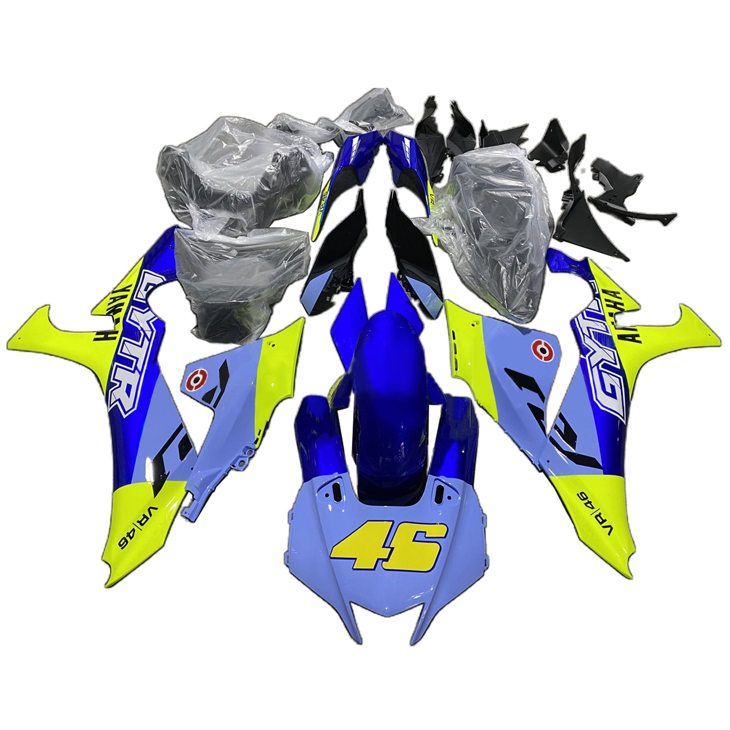 Amotopart 2020-2024 Yamaha YZF R1 Kit de carénage bleu jaune