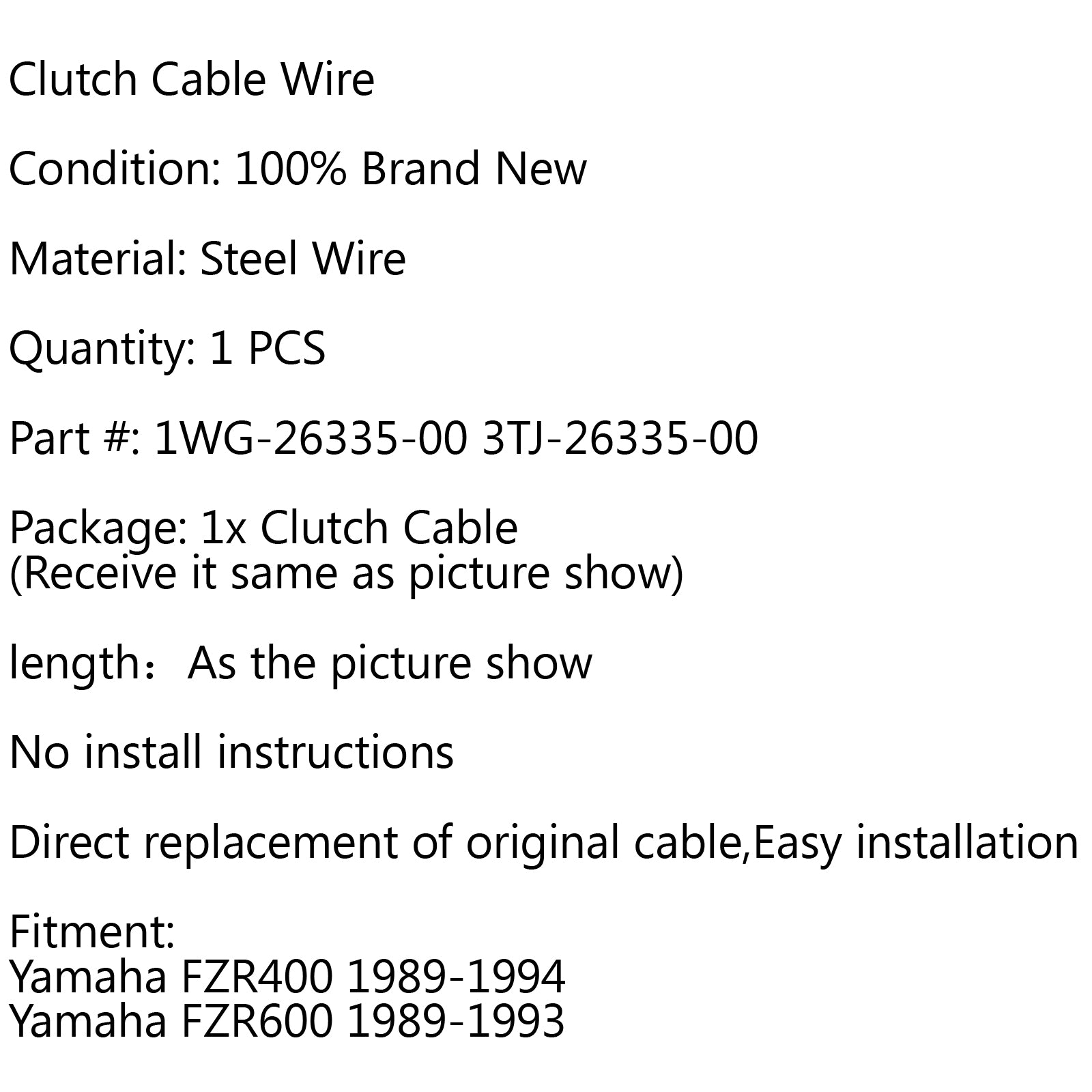 1989-1994 1989-1993 Yamaha FZR400 FZR600 Clutch Cable Replacement 1WG-26335-00