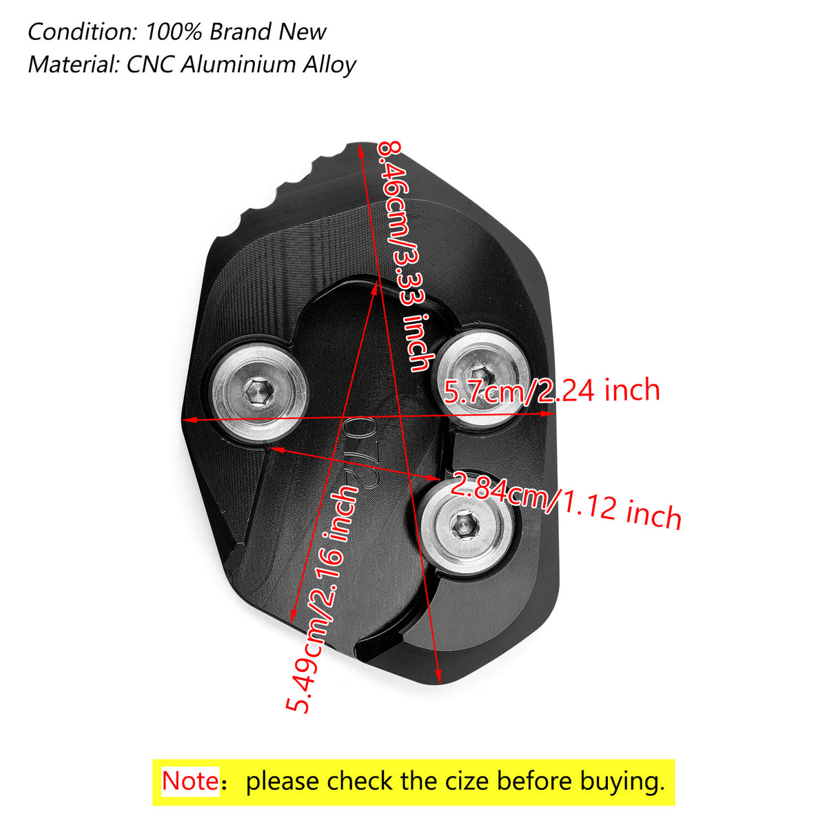 2018-2019 HONDA CB1000R Side Stand Extension Kickstand Enlarger Plate Black