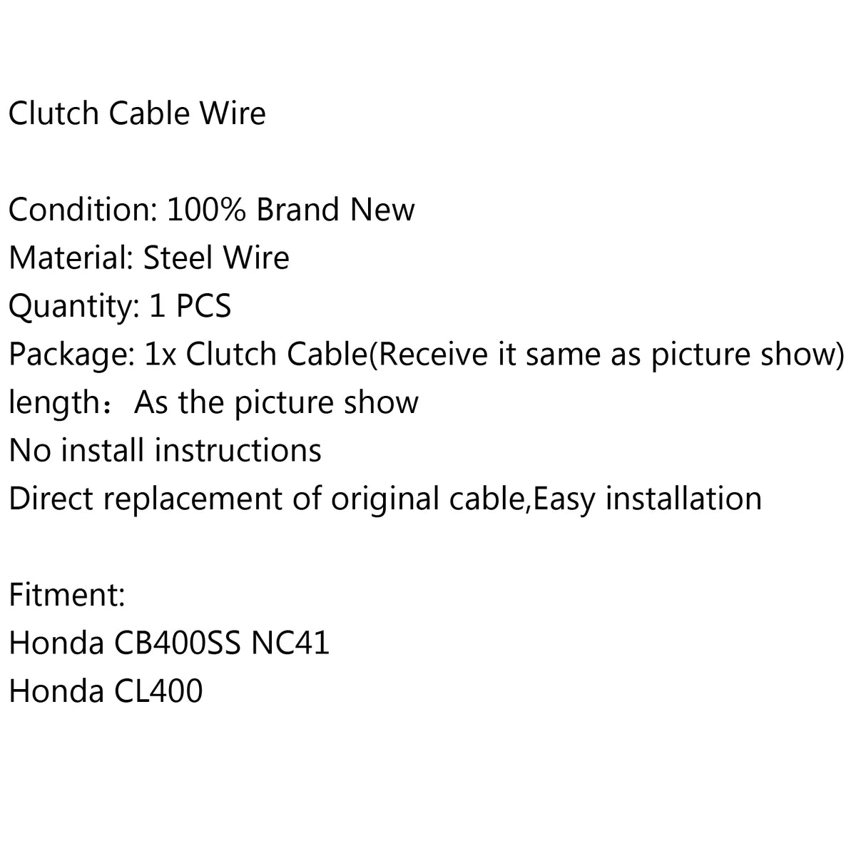 Honda CB400SS NC41 CL400 Wire Steel Braided Clutch Cable Replacement
