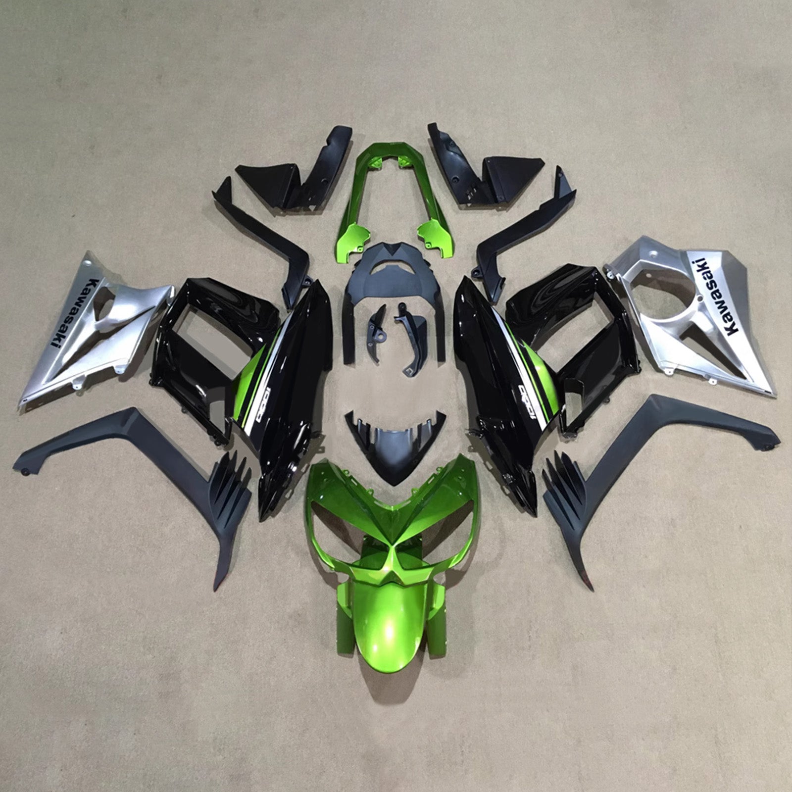 Amotopart 2010-2015 Kawasaki Z1000SX Black Green Silver Fairing Kit