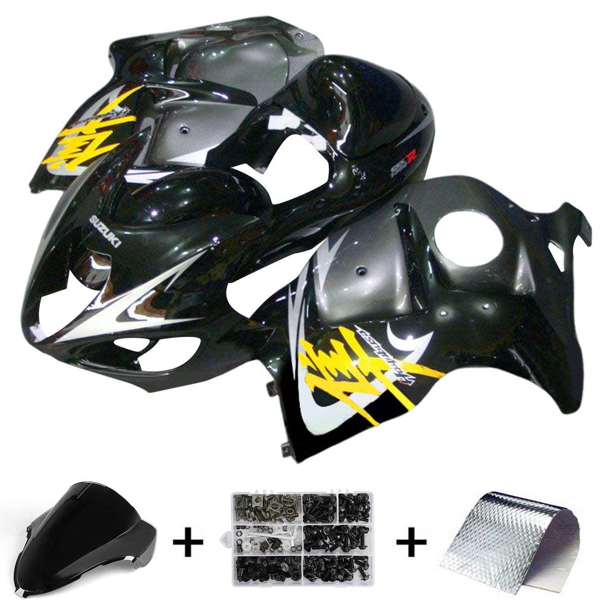 Amotopart 1999–2007 GSX1300R Hayabusa Suzuki Grau-Schwarz-Verkleidungsset