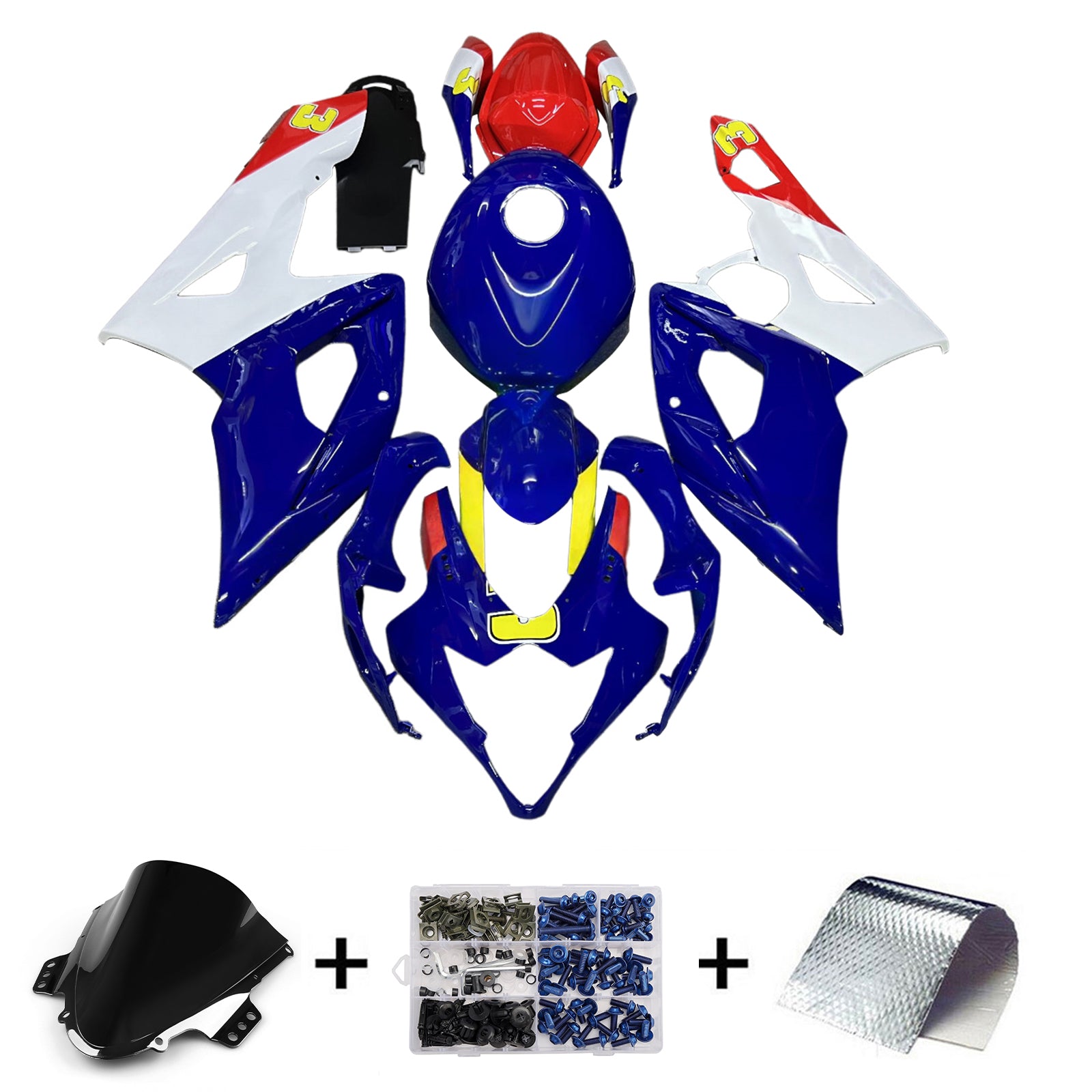Amotopart 2005-2006 Suzuki GSXR1000 Blue Red White Fairing Kit