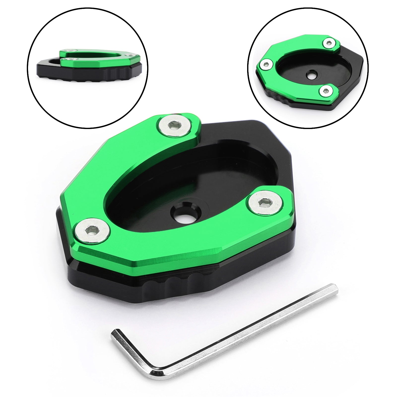 17-19 KAWASAKI Z900 Z1000SX Kickstand Side Stand Plate Extension Pad Grøn