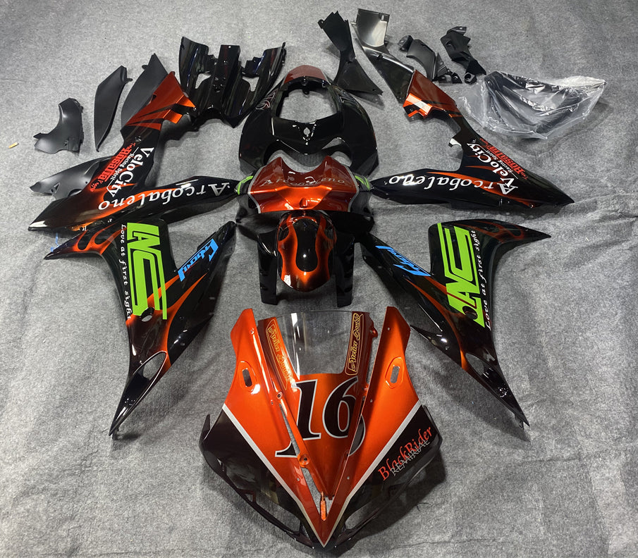 Amotopart 2002-2003 Yamaha YZF-R1 Orange&Green Fairing Kit