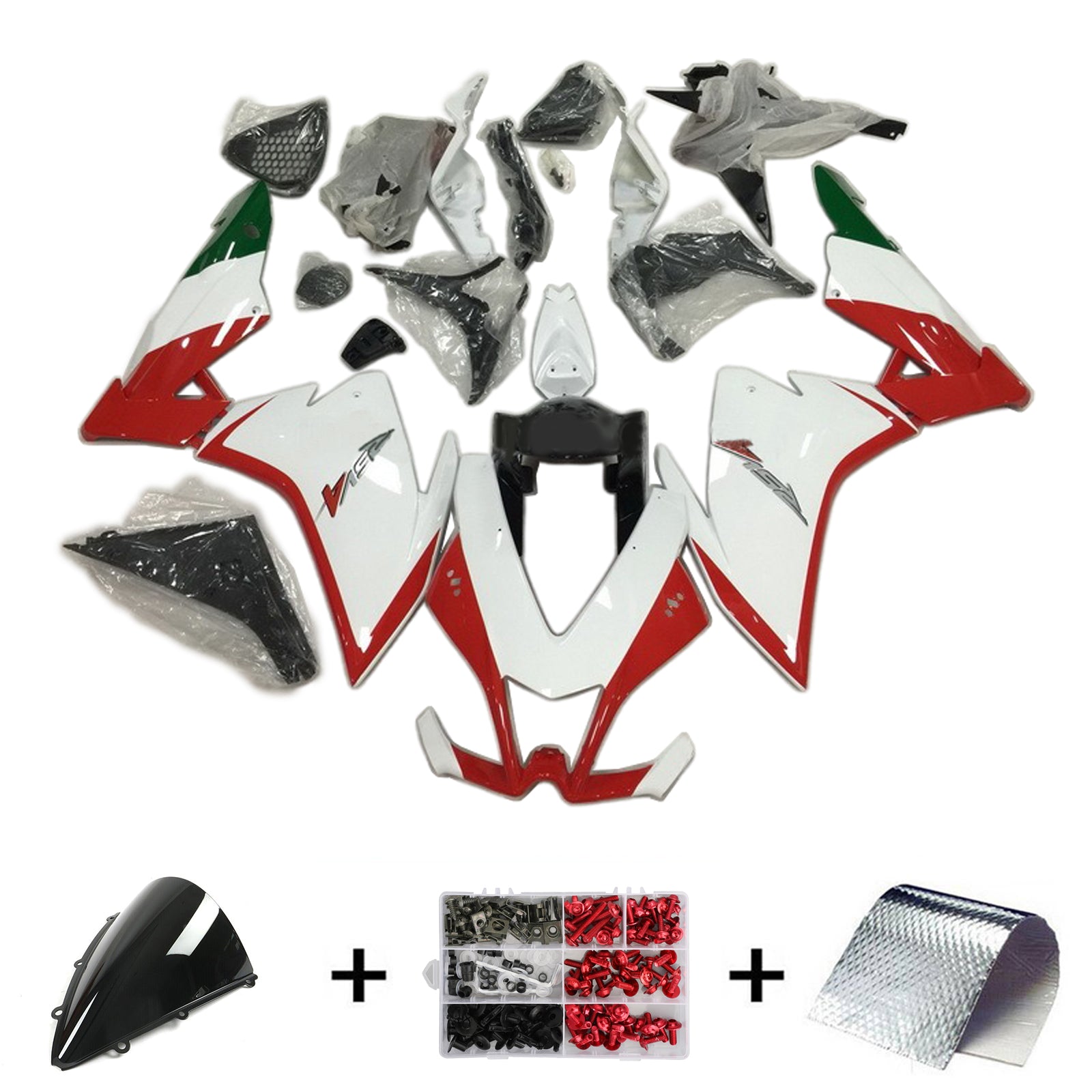 Amotopart 2009-2015 RSV4 1000 Aprilia White&Red Style2 Fairing Kit