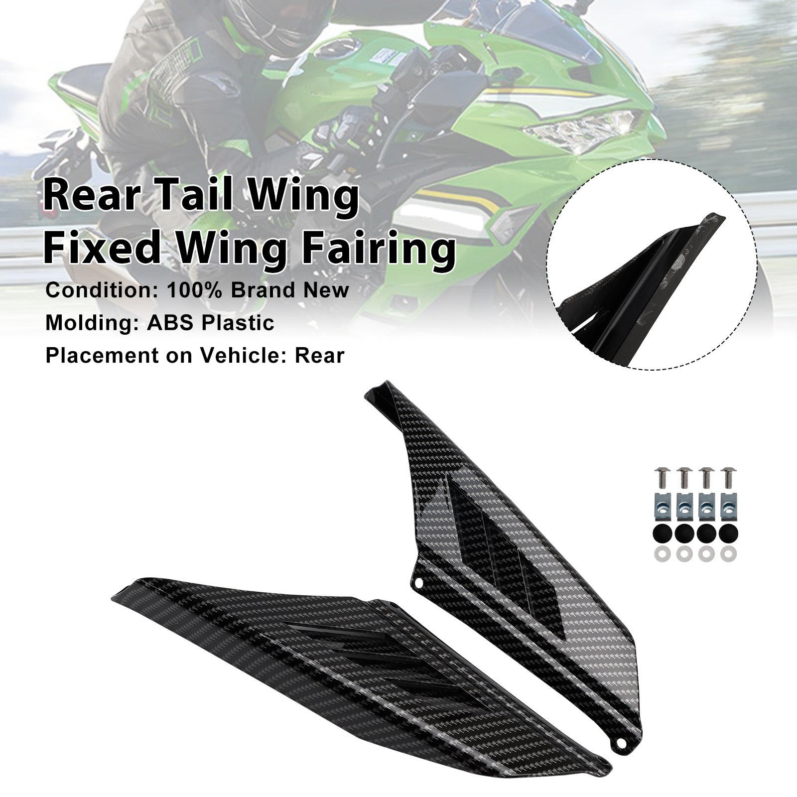 Kawasaki NINJA ZX-4R ZX-4RR 2023-2025 Rear Tail Wing Fixed Wing Fairing