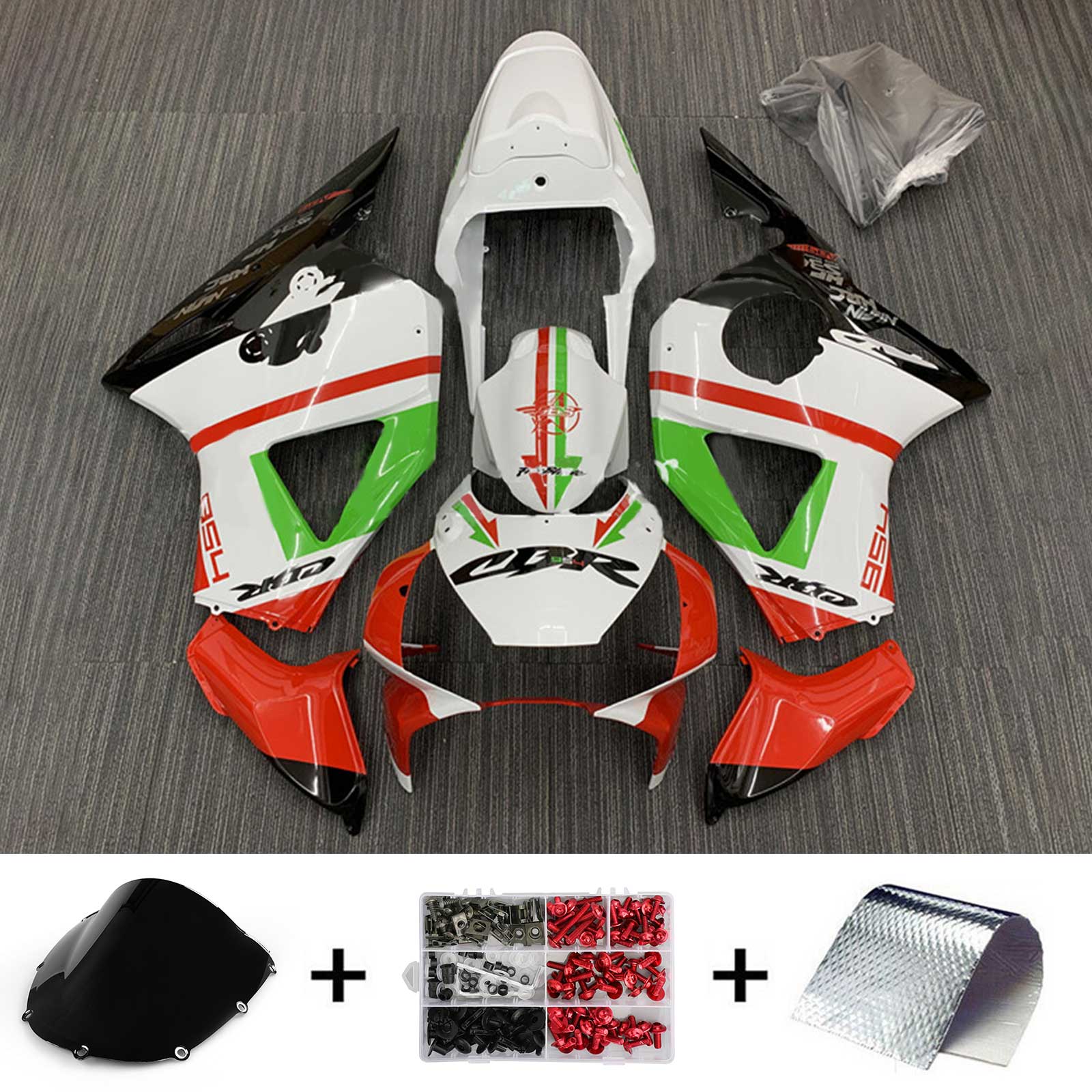 Amotopart 2002-2003 CBR954 Honda Kit de carenado rojo y verde