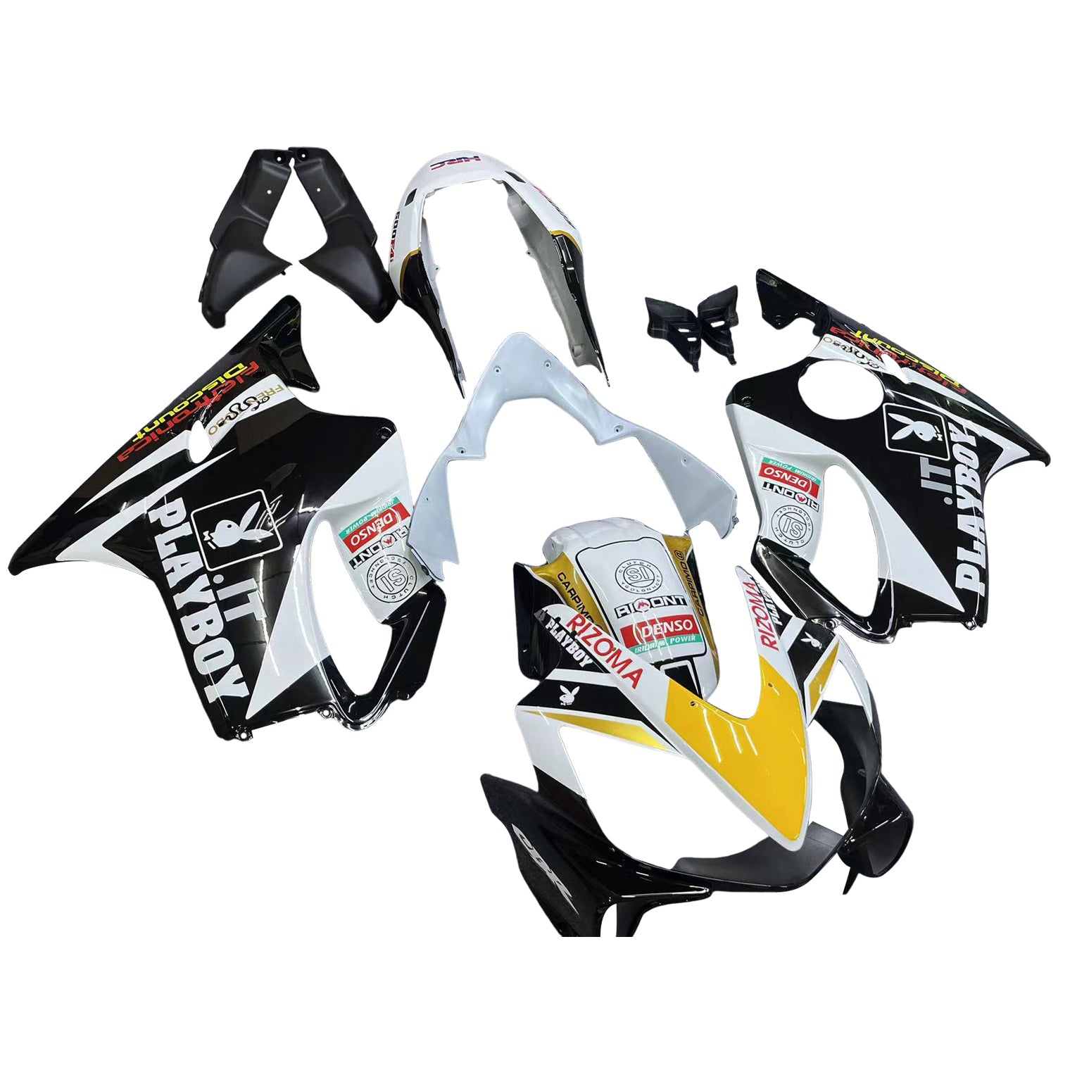 Amotopart 2004-2007 Honda CBR600 F4i White Black Fairing Kit