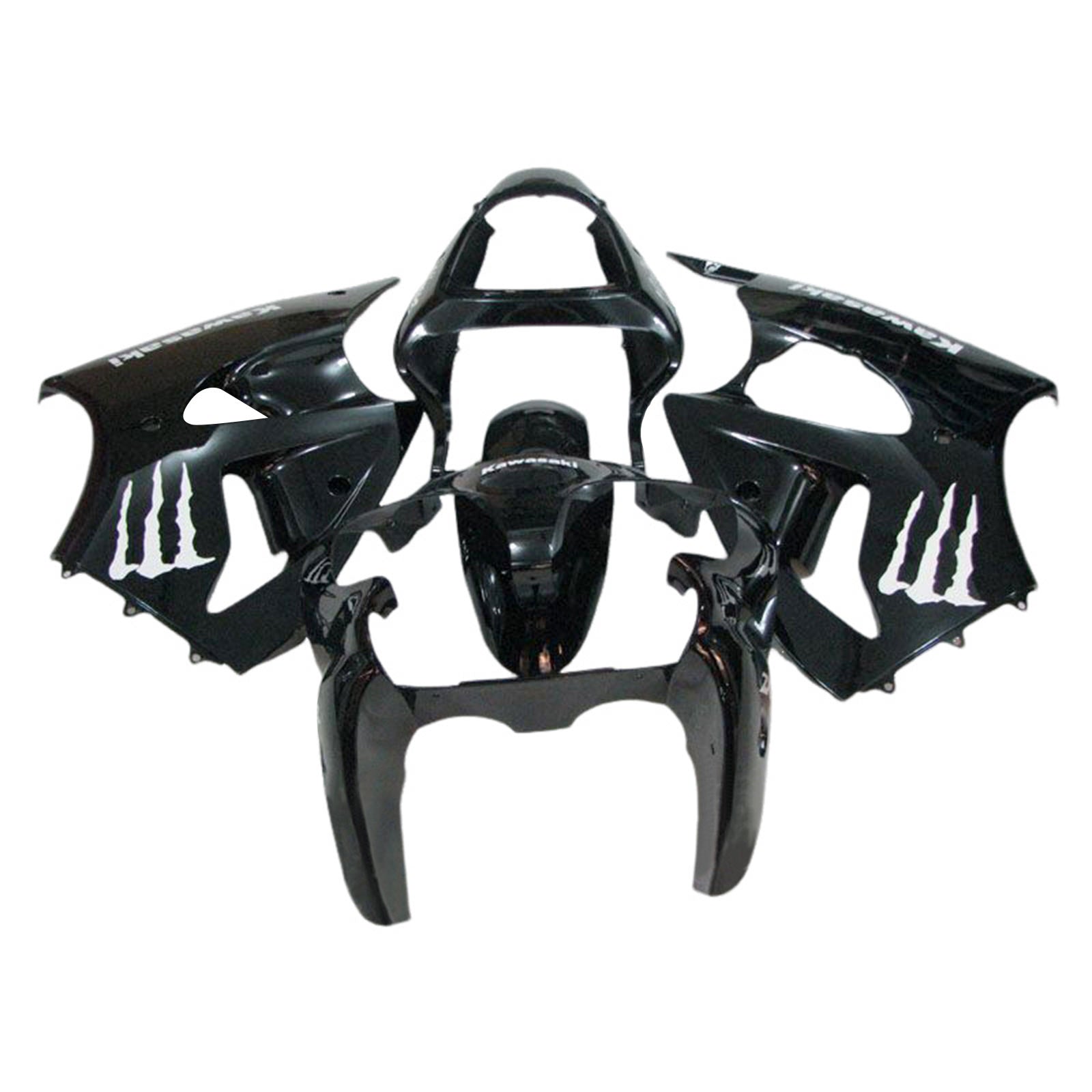 Amotopart 2000-2002 Kawasaki ZX6R 636 & 2005-2008 Kawasaki ZZR600 Black White Fairing Kit