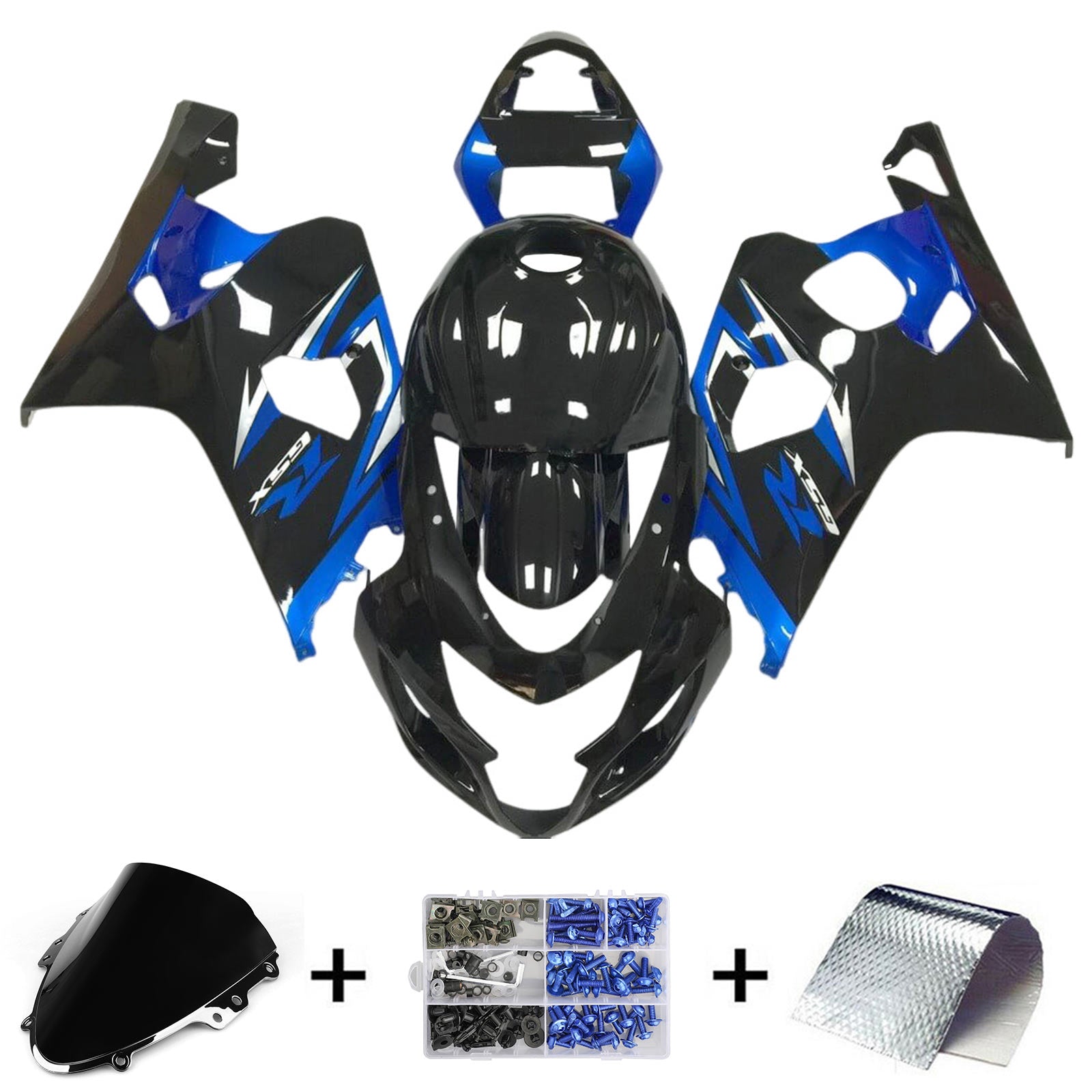 Amotopart 2004-2005 K4 GSXR 600/750 Suzuki Azul y Negro Estilo 6 Kit de carenado