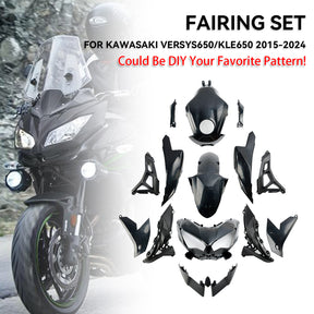 Amotopart 2022-2024 Kawasaki Versys 650/KLE 650 Bodywork Fairing Injection Unpainted Black