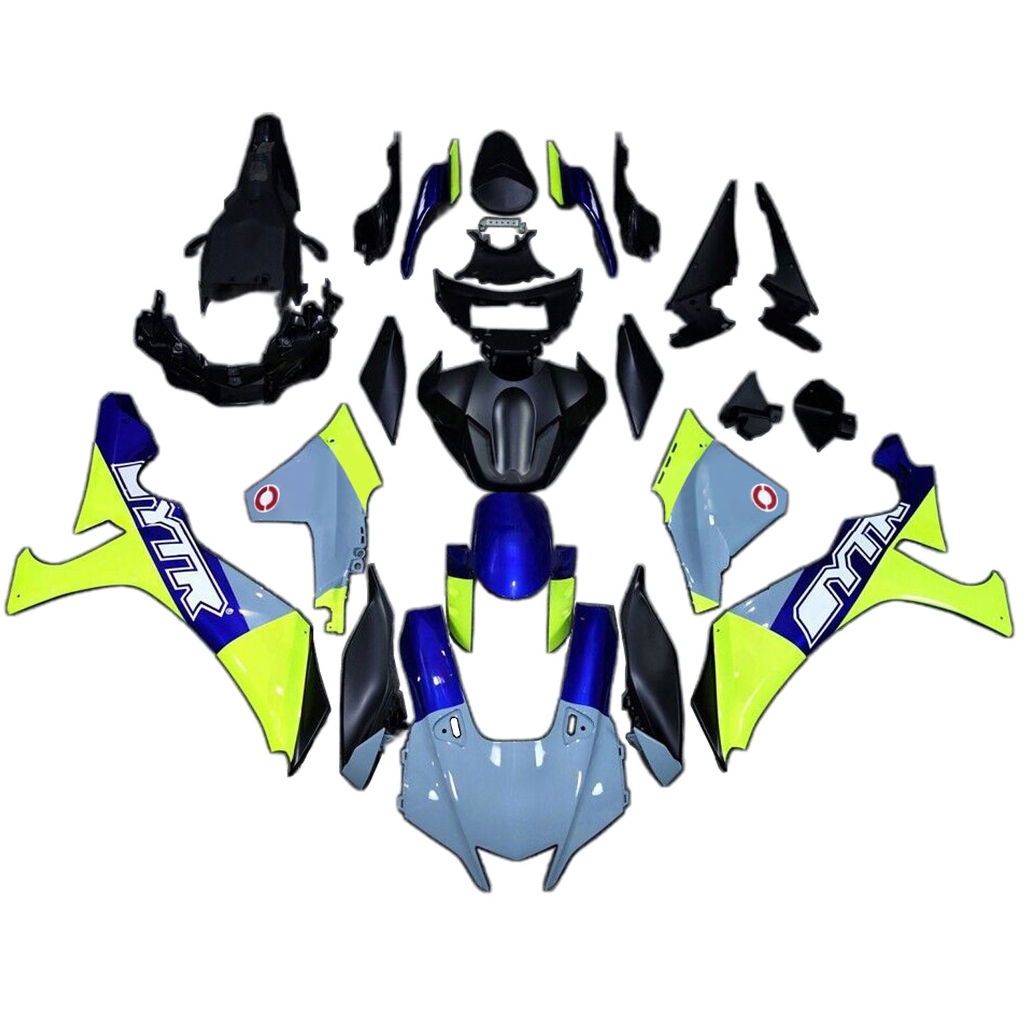 Amotopart 2020-2024 Yamaha YZF R1 Verkleidungssatz, Schwarz, Grau, Blau, Gelb