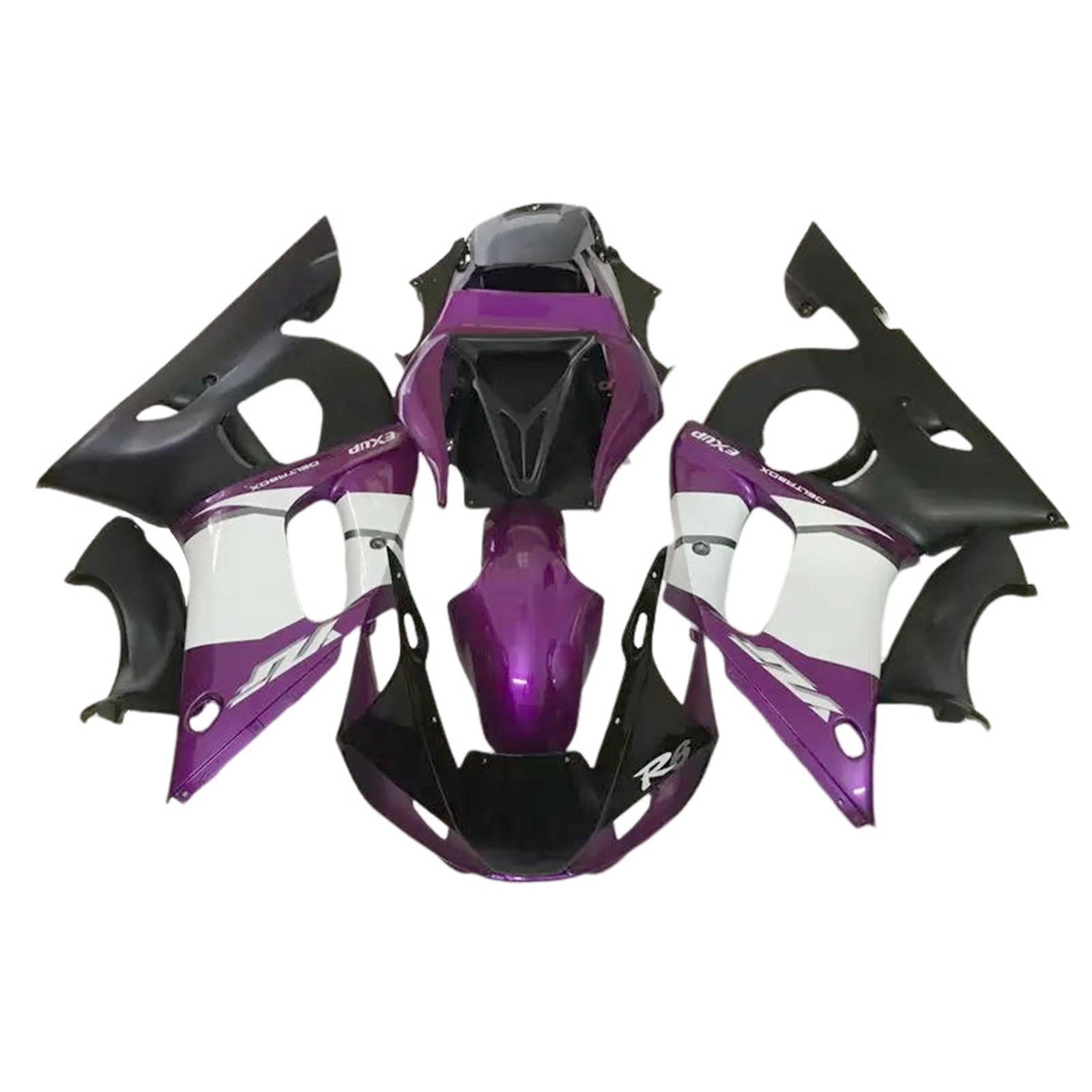 Amotopart 1998-1999 Yamaha YZF 1000 R1 Black White Purple Fairing Kit