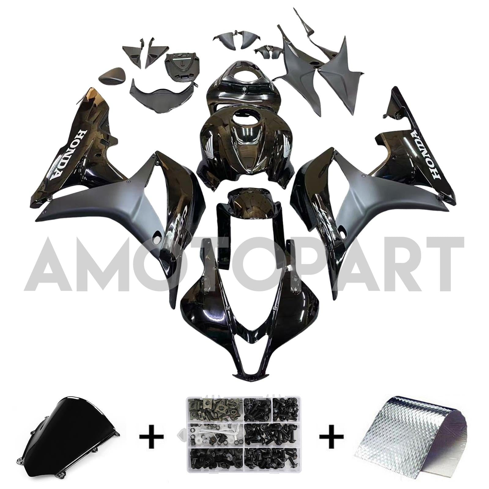 Amotopart 2007-2008 Honda CBR600RR Black Fairing Kit