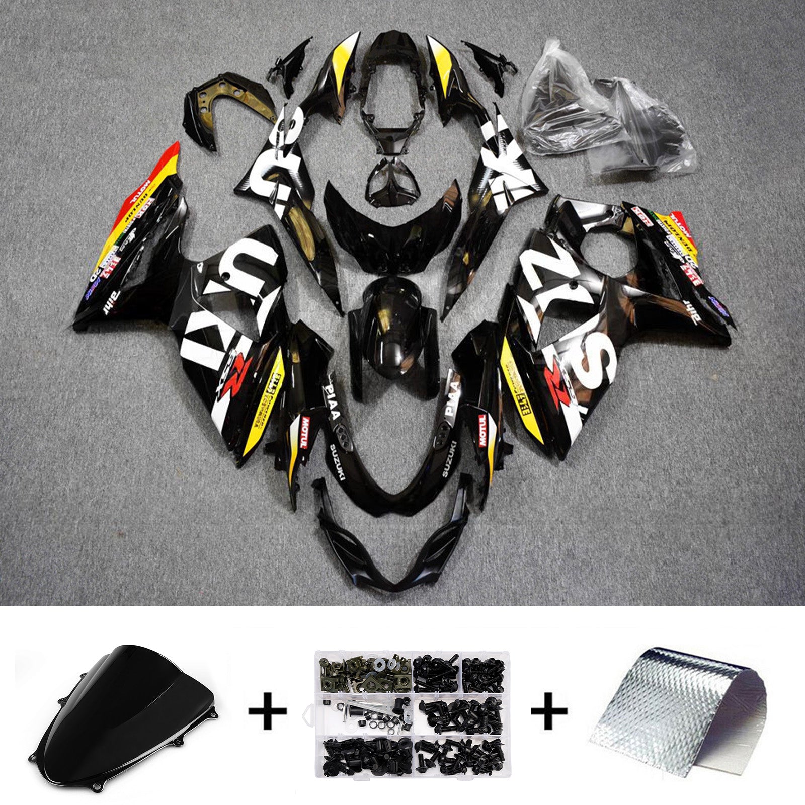 Zestaw owiewek Amotopart 2009-2016 Suzuki GSXR1000 czarno-biało-żółty