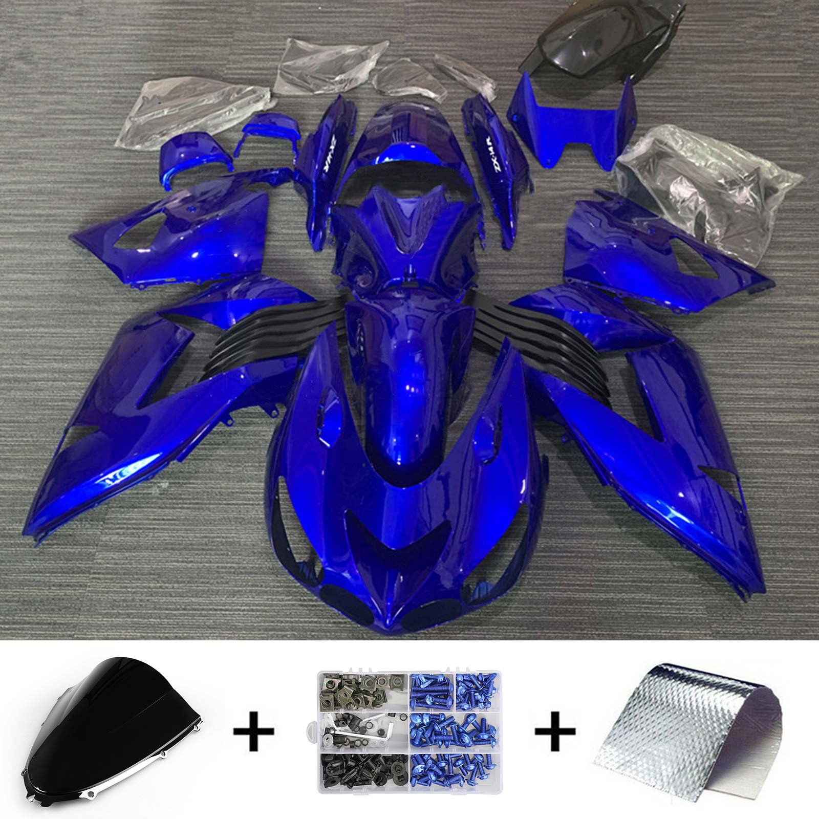 Amotopart 2006-2011 Kawasaki ZX14R Azul Style3 Kit de carenado