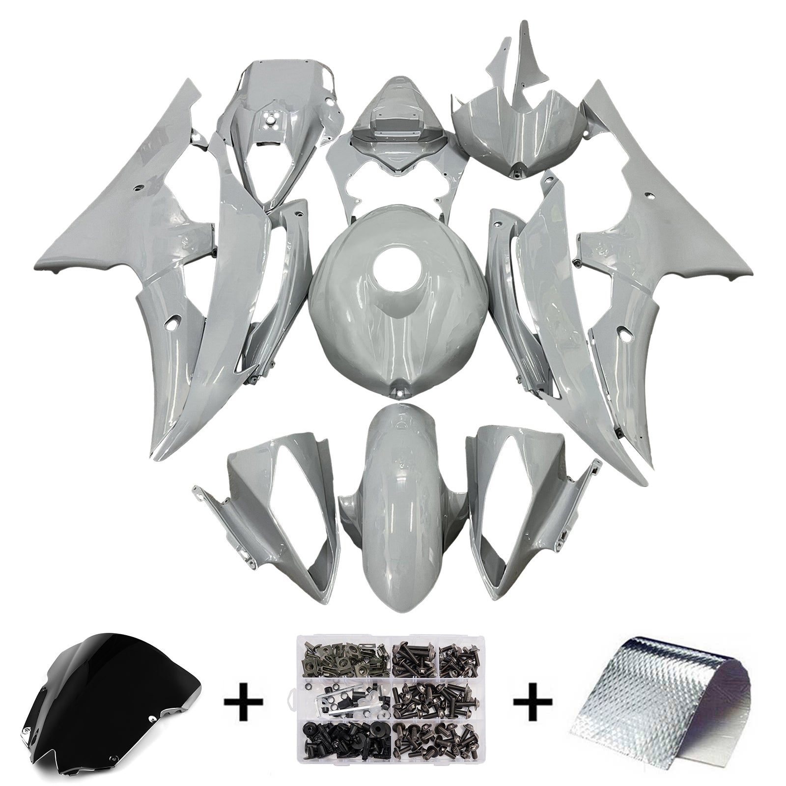 Amotopart 2008-2016 Yamaha YZF-R6 Grey Fairing Kit