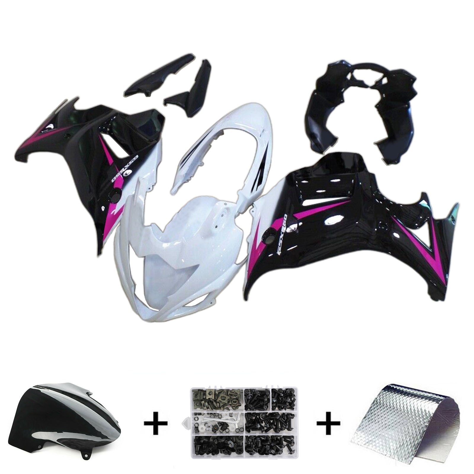 Amotopart 2008-2013 GSX650F Katana Suzuki Kit carenatura nero e rosa