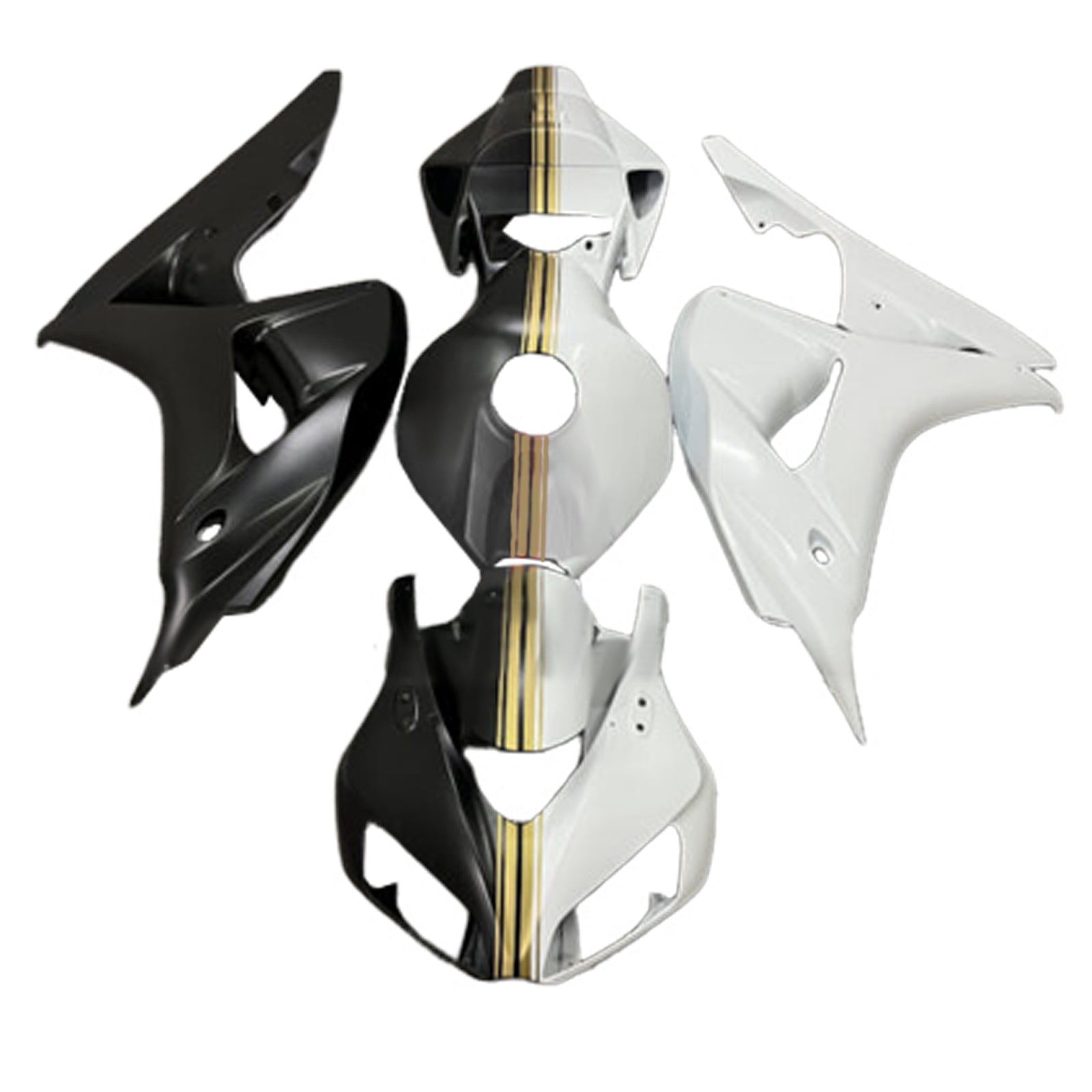 AMOTOPART 2006-2007 Honda CBR1000RRブラックホワイトゴールドフェアリングキット