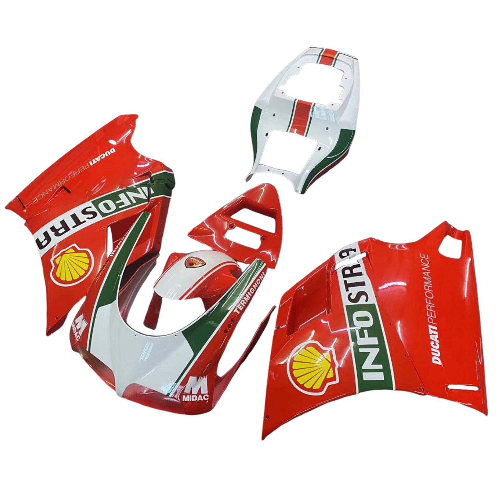 Amotopart 1996-2002 Ducati 748/916/996/998 Red Green White Fairing Kit