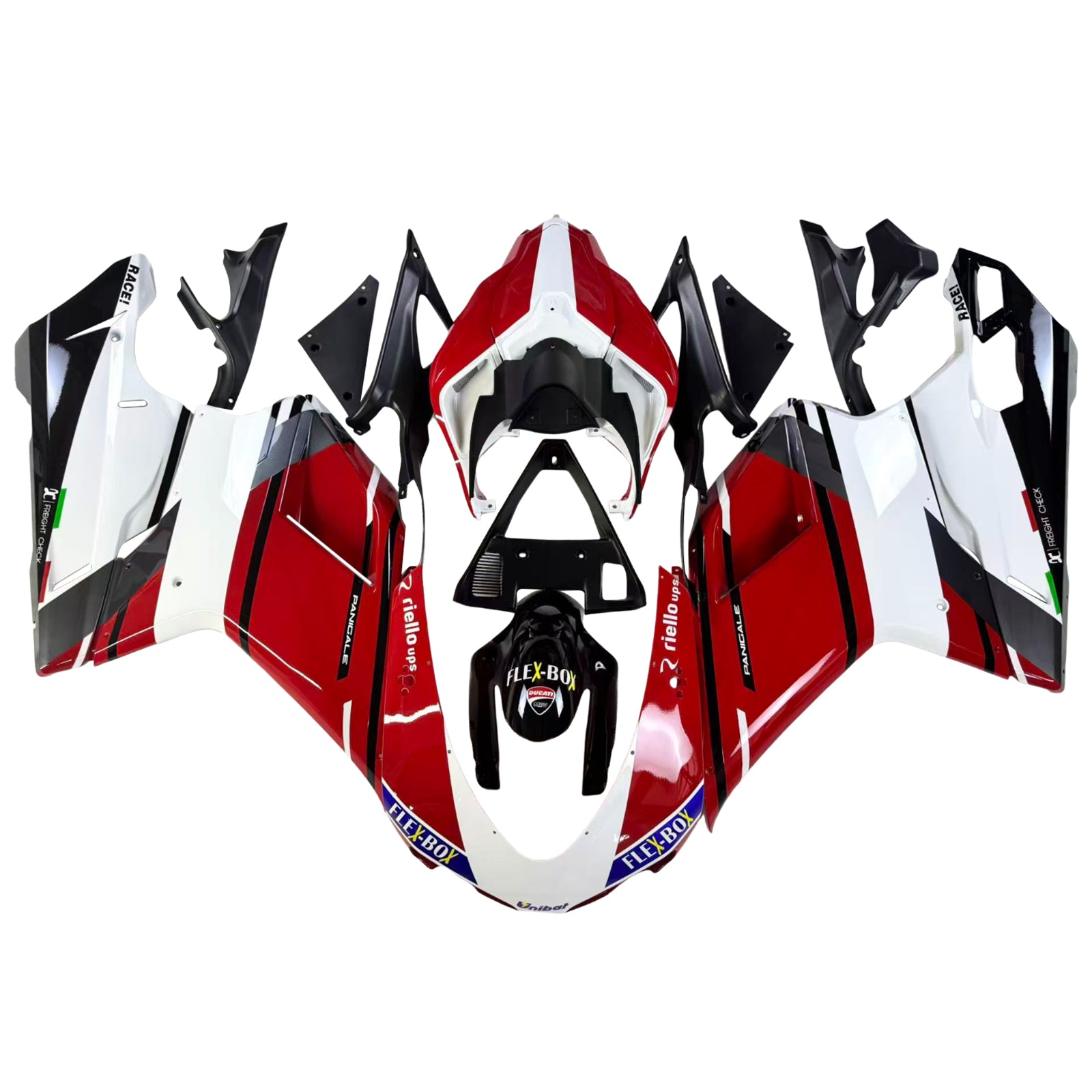 Amotopart All Years Ducati 1098/1198/848 Black Red Fairing Kit