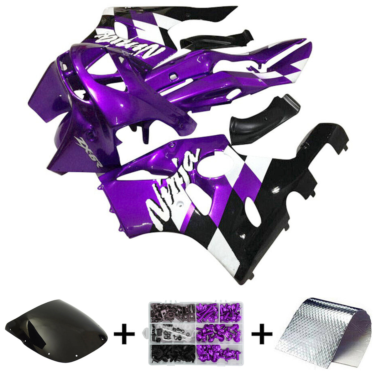 Amotopart 1994-1997 Kawasaki ZX-6R Kit de carénage noir violet