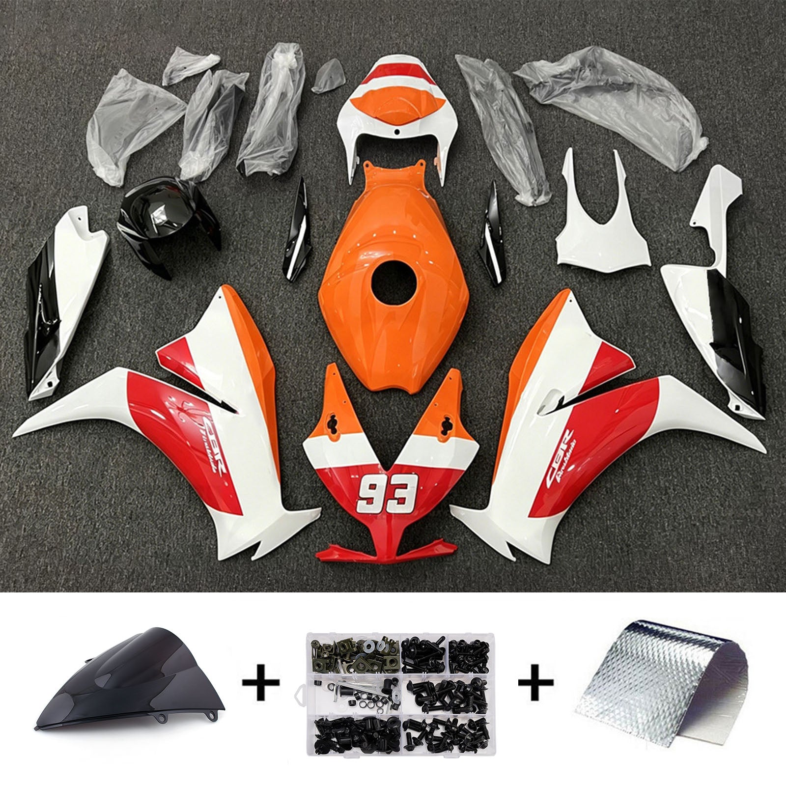 Amotopart 2012-2016 Honda CBR1000RR White/Red/Orange Fairing Kit