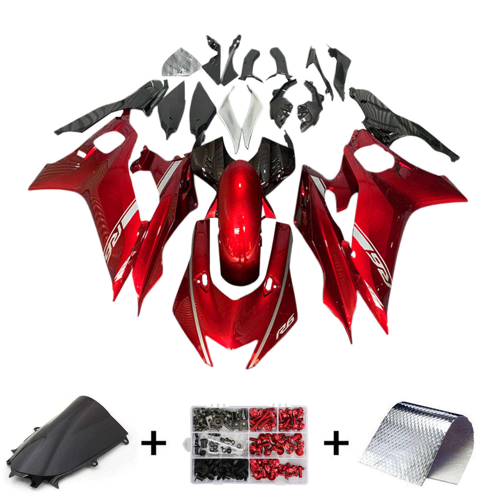 Amotopart Yamaha YZF-R6 2017-2023 Red Fairing Kit