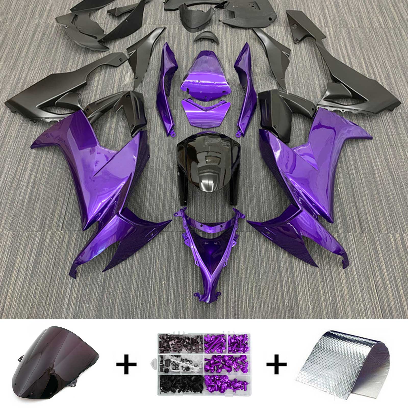 Amotopart 2008-2010 Kawasaki ZX10R Kit de carenado morado y negro