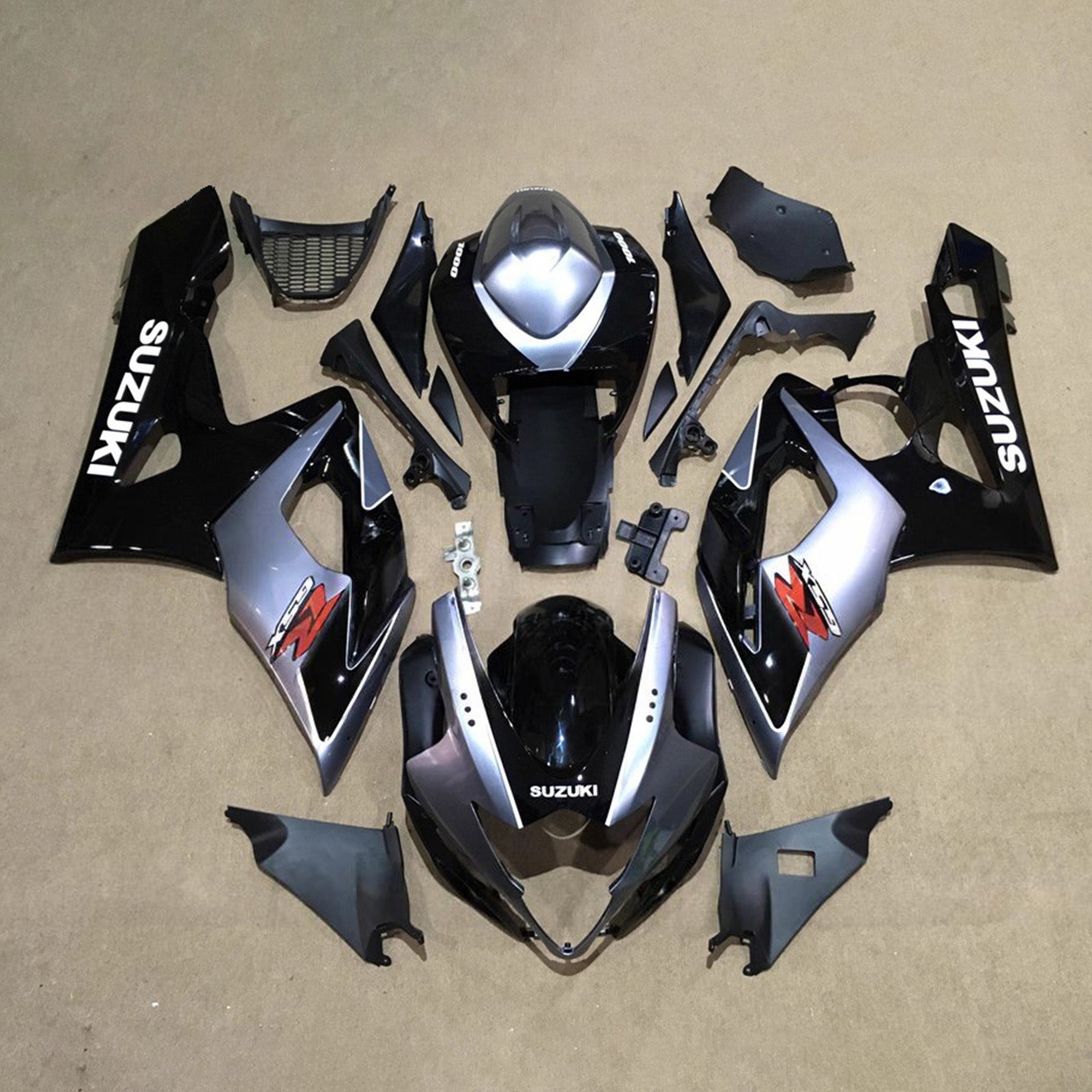Amotopart 2005-2006 Suzuki GSXR1000 Black Gray Fairing Kit