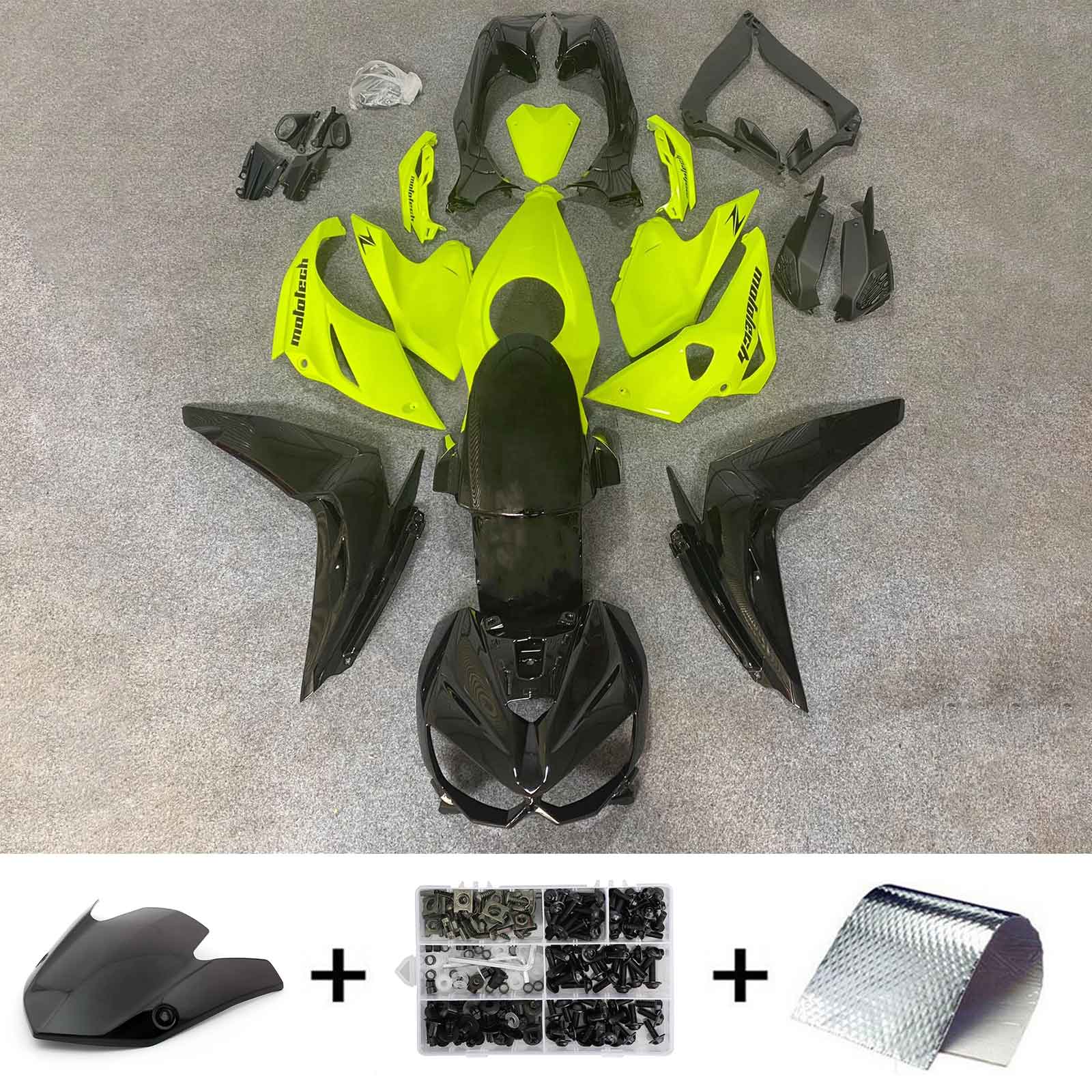 Kit carena Amotopart 2014-2017 Z1000 Kawasaki giallo e nero Style1