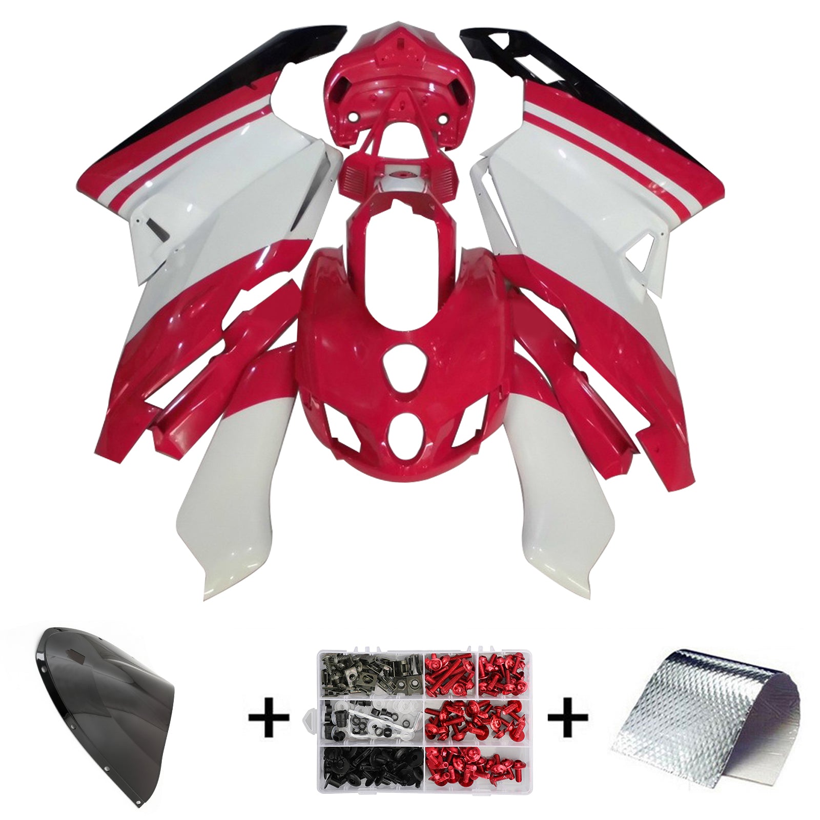 Amotopart Ducati 999 749 2005 2006 Kit de carenado rojo y blanco Style1