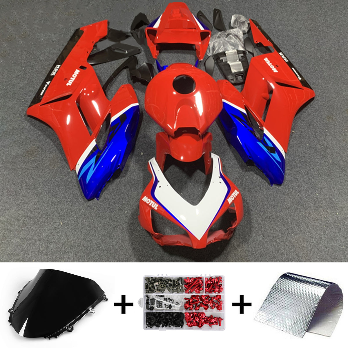 Amotopart 2004-2005 Honda CBR1000RR Kit de carenado rojo y azul estilo 5