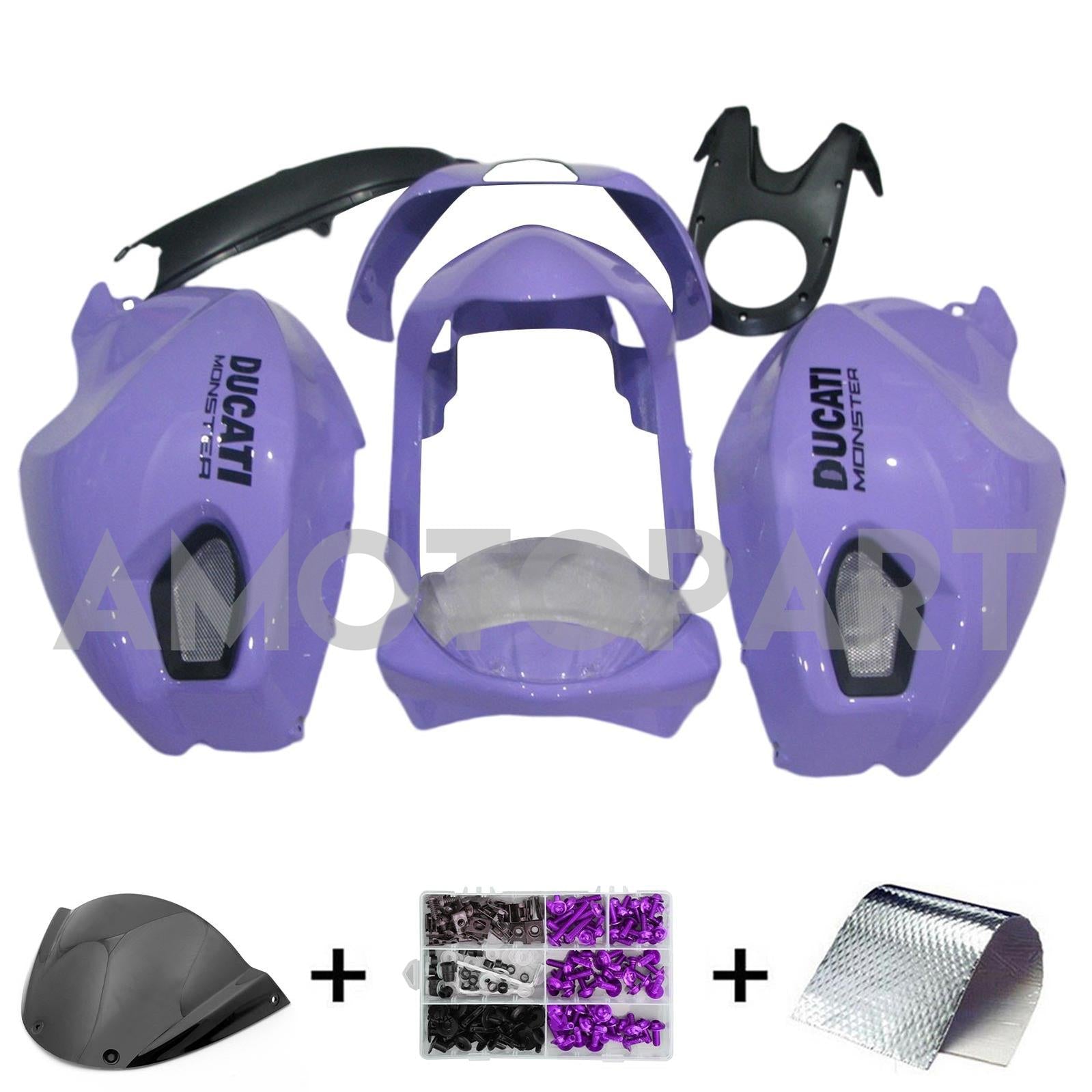 Amotopart All Years Ducati Monster 696 796 1100 S EVO Purple Fairing Kit