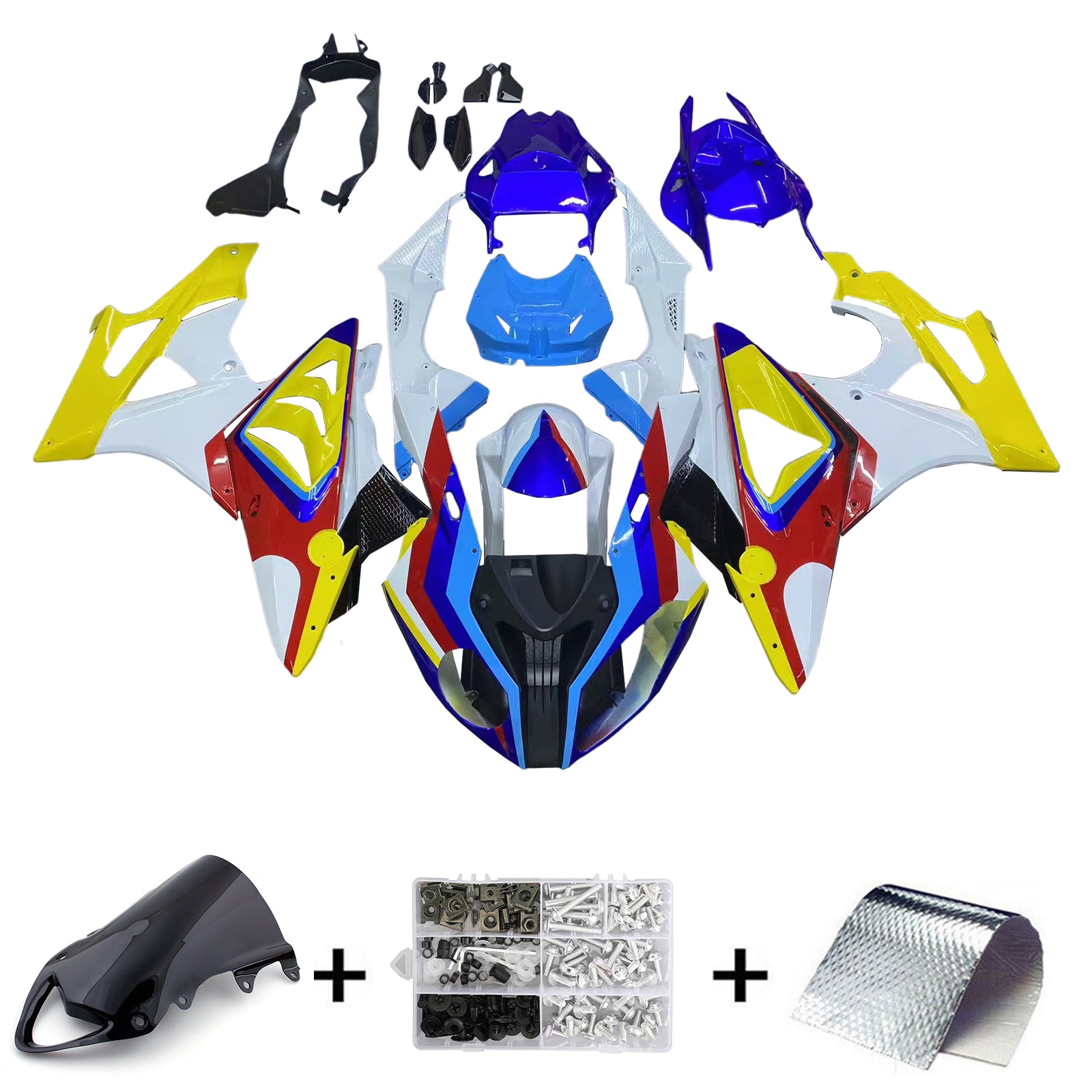 Amotopart 2009-2014 BMW S1000RR Blue Yellow White Fairing Kit