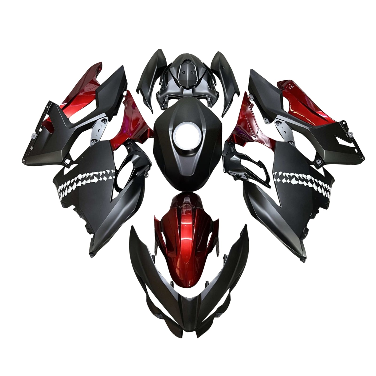 Amotopart 2018-2024 Kawasaki EX400 Ninja400 Matte Black Red Fairing Kit