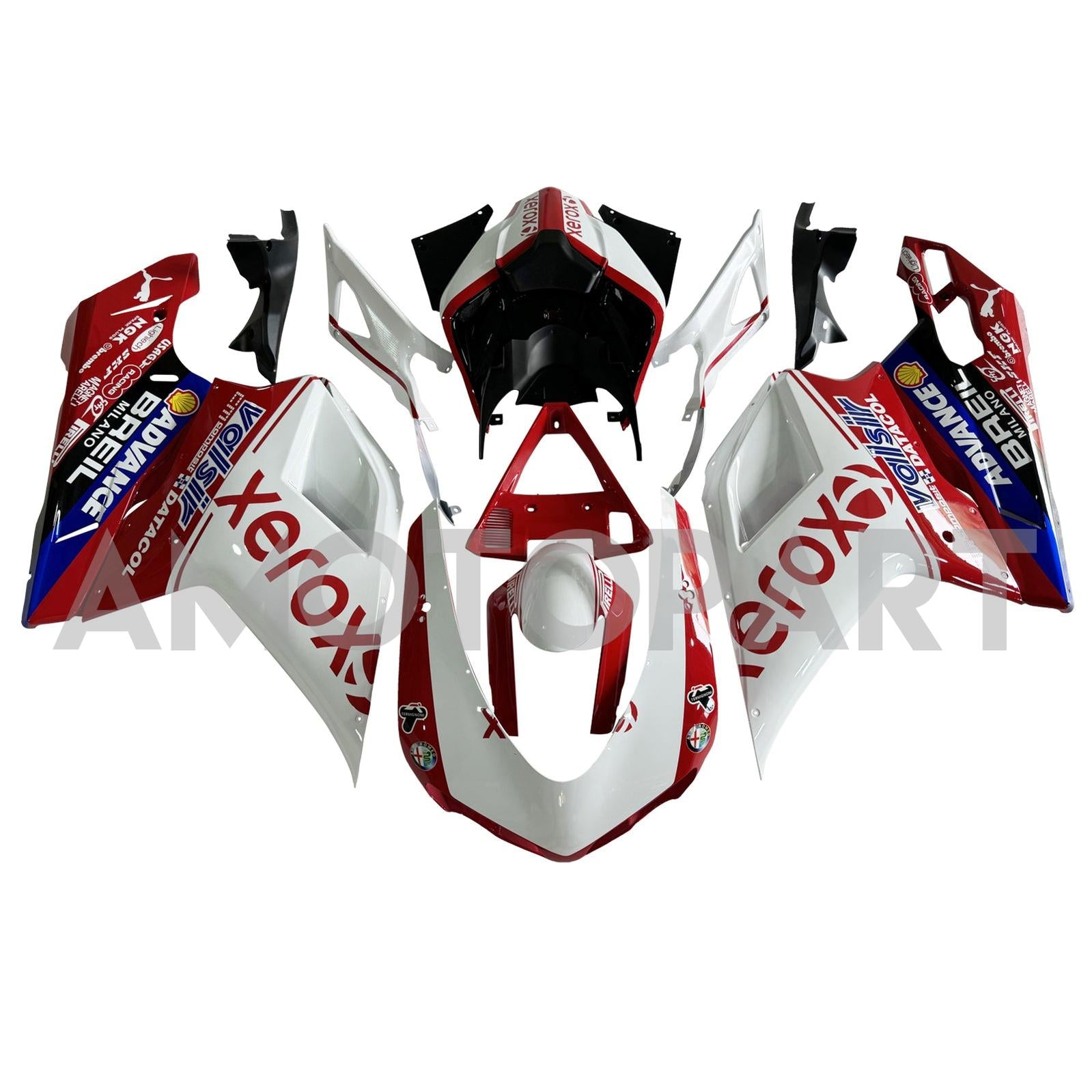 Amotopart 2007-2011 Ducati 1098/1198/848 Black White Red Blue Fairing Kit