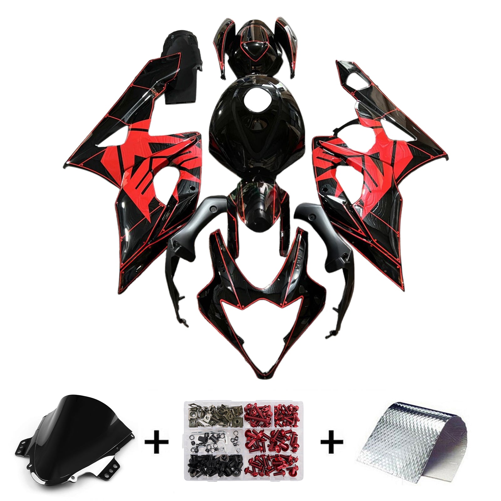 Amotopart 2005-2006 Suzuki GSXR1000 Black Red Fairing Kit