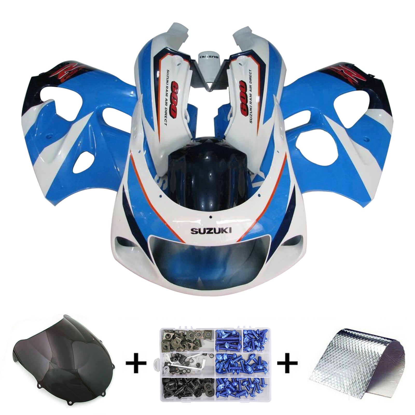 Amotopart Suzuki GSXR600 1996-2000 GSXR750 1996-1999 Blue&White Style2 Fairing Kit