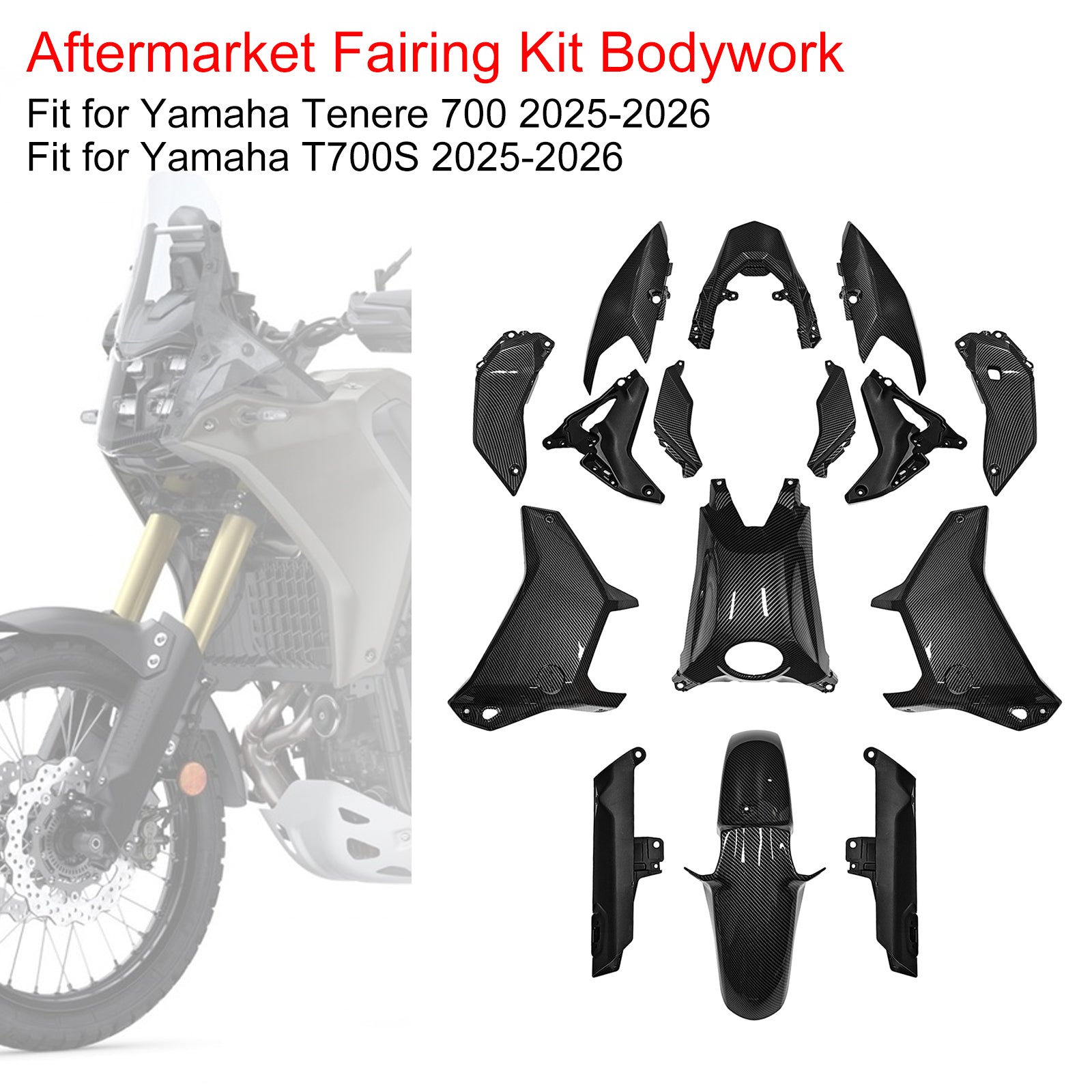 Amotopart 2025-2026 Yamaha Tenere 700 T700S Fairing Kit Collection