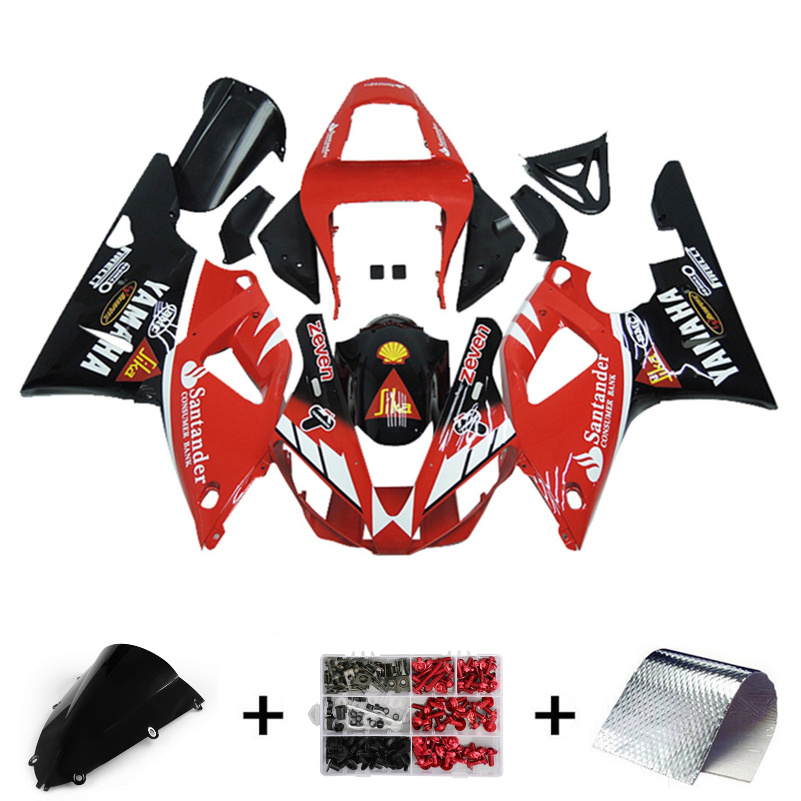 Amotopart 1998-1999 Yamaha YZF 1000 R1 Red&Black Style2 Fairing Kit