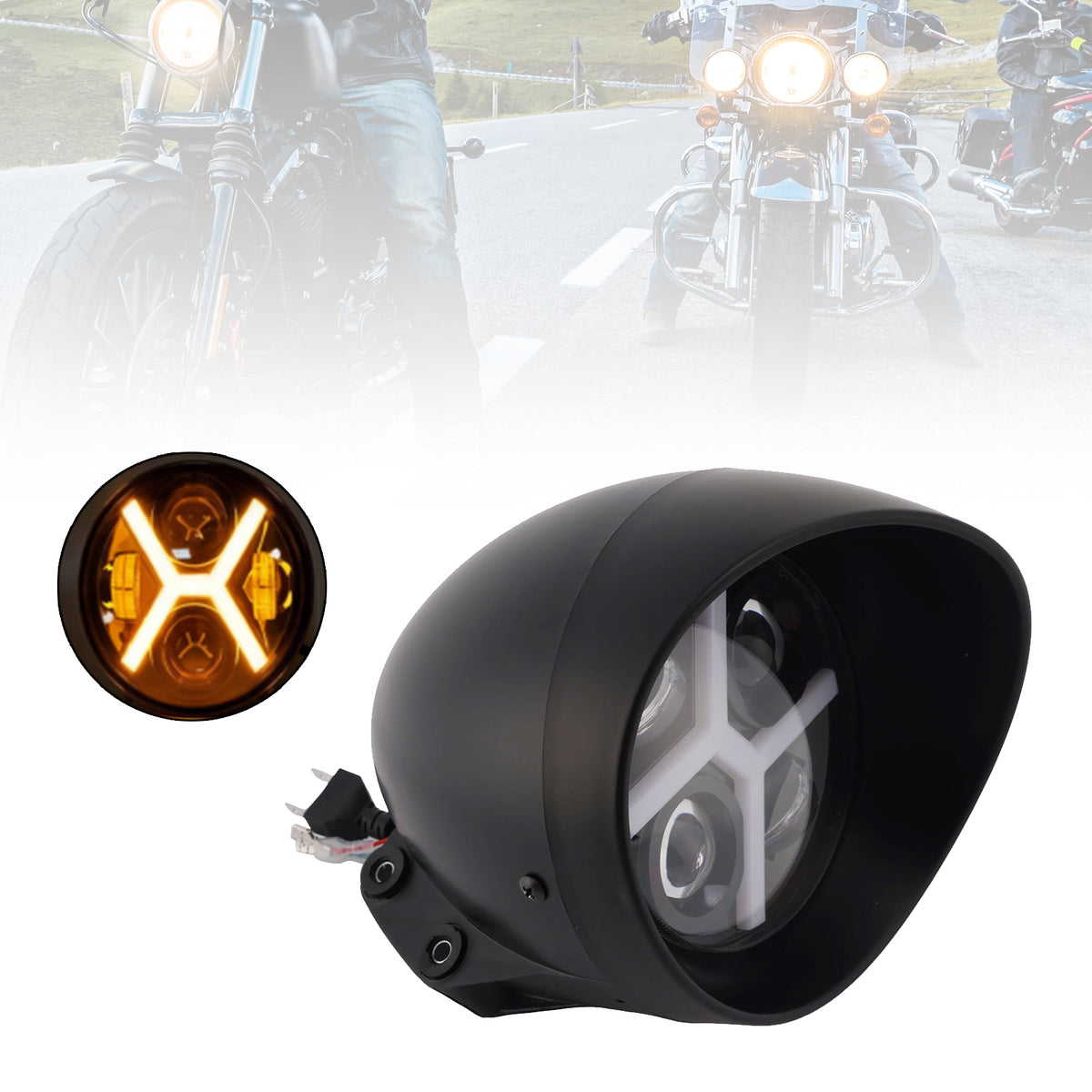 5.75" Motorcycle Spotlight Headlight Led 4000lm Cruise Cafe Racer Chrome