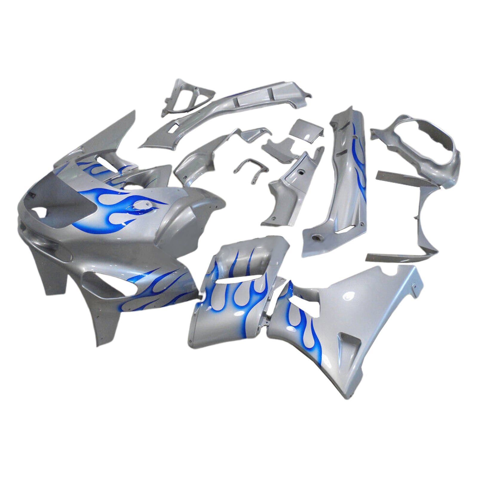 Amotopart  Kawasaki 93-07 ZZR400 & 98-03 ZZR600 White Grey Blue Fairing Kit