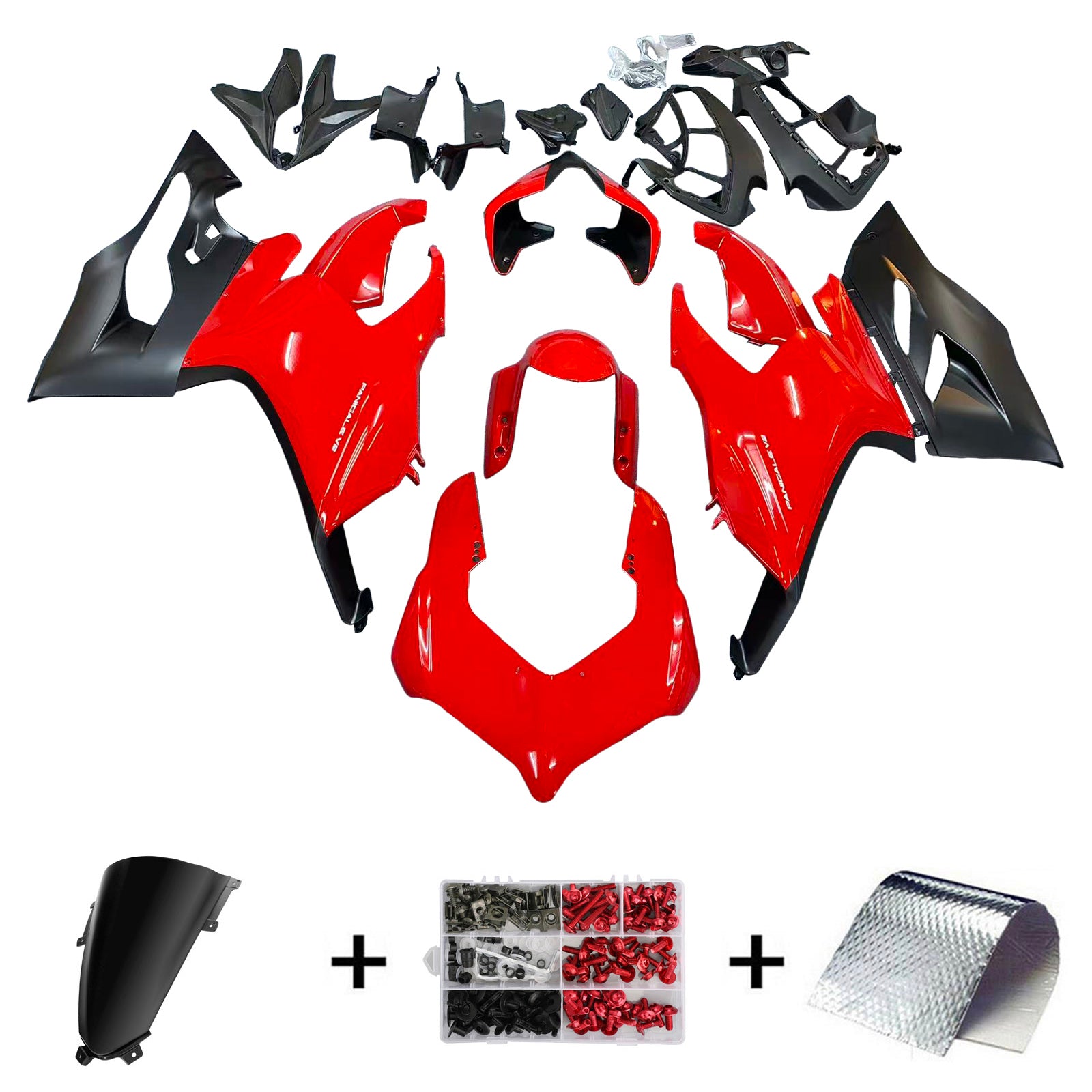Amotopart 2020-2024 Ducati Panigale V2 Black/Red Fairing Kit